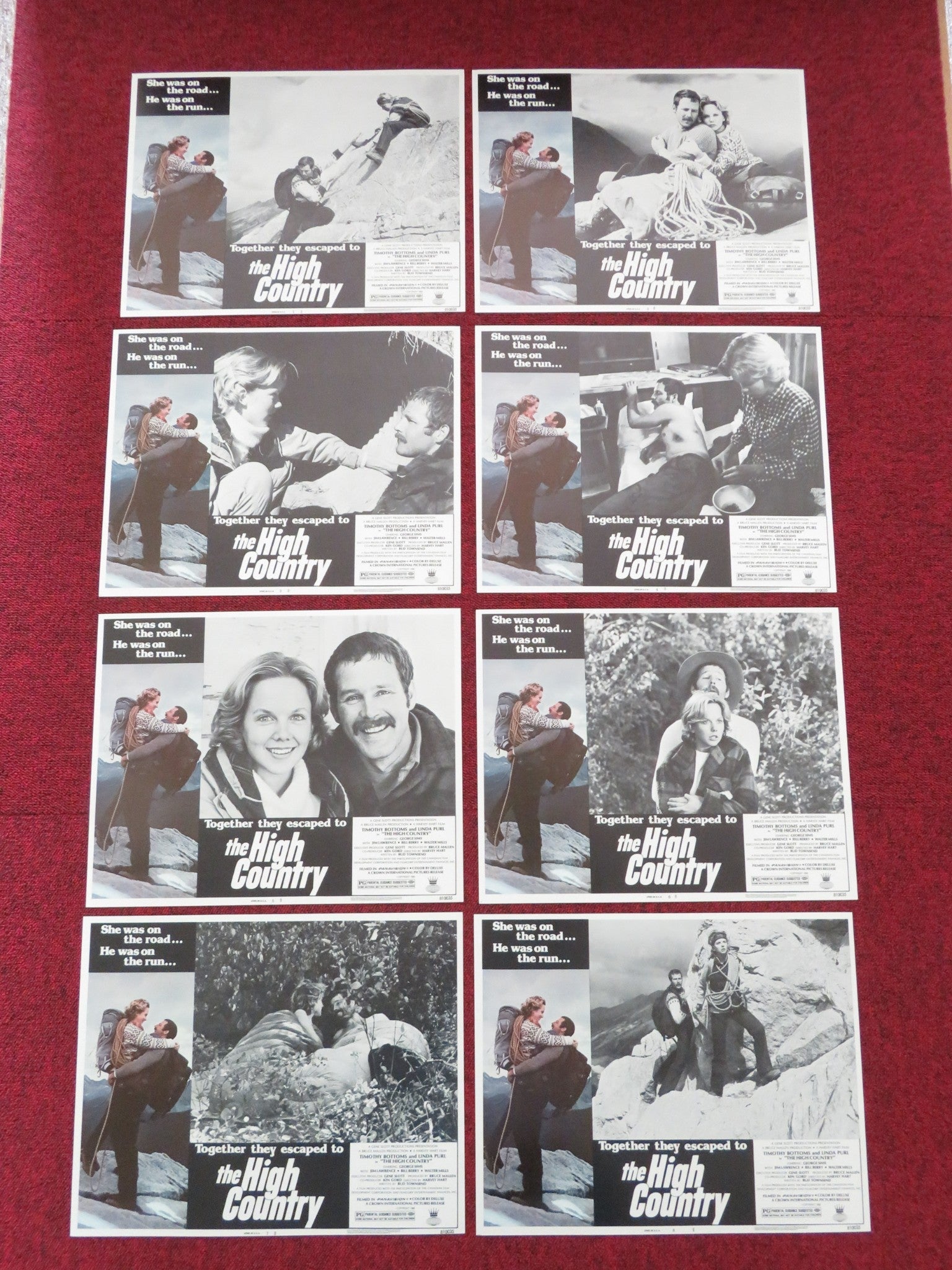 THE HIGH COUNTRY US LOBBY CARD FULL SET TIMOTHY BOTTOMS LINDA PURL 1981 Movie posters