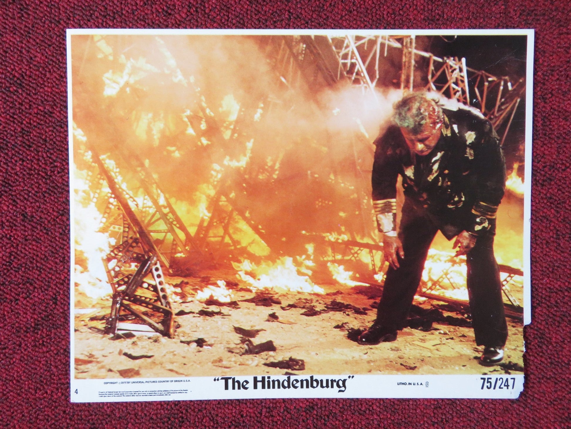 THE HINDENBURG - 4 LOBBY CARD - GEORGE C.SCOTT ANNE BANCROFT 1975 Rendezvous Cinema Movie posters