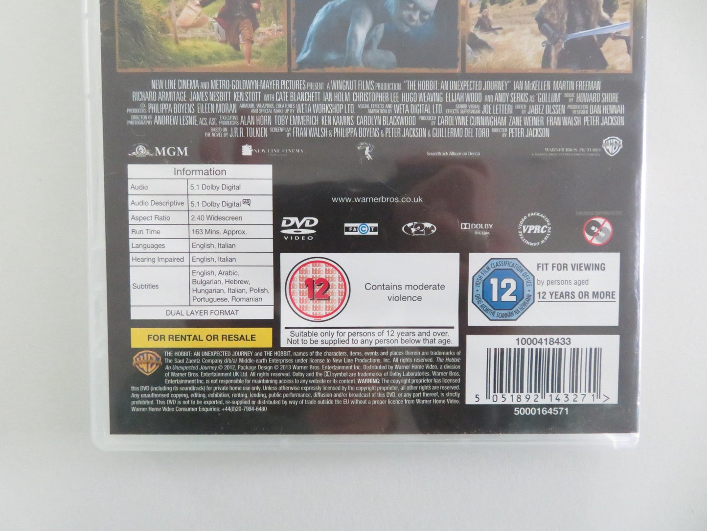 THE HOBBIT: AN UNEXPECTED JOURNEY (DVD) MARTIN FREEMAN I. MCKELLEN 2012 REGION 2 Movie posters