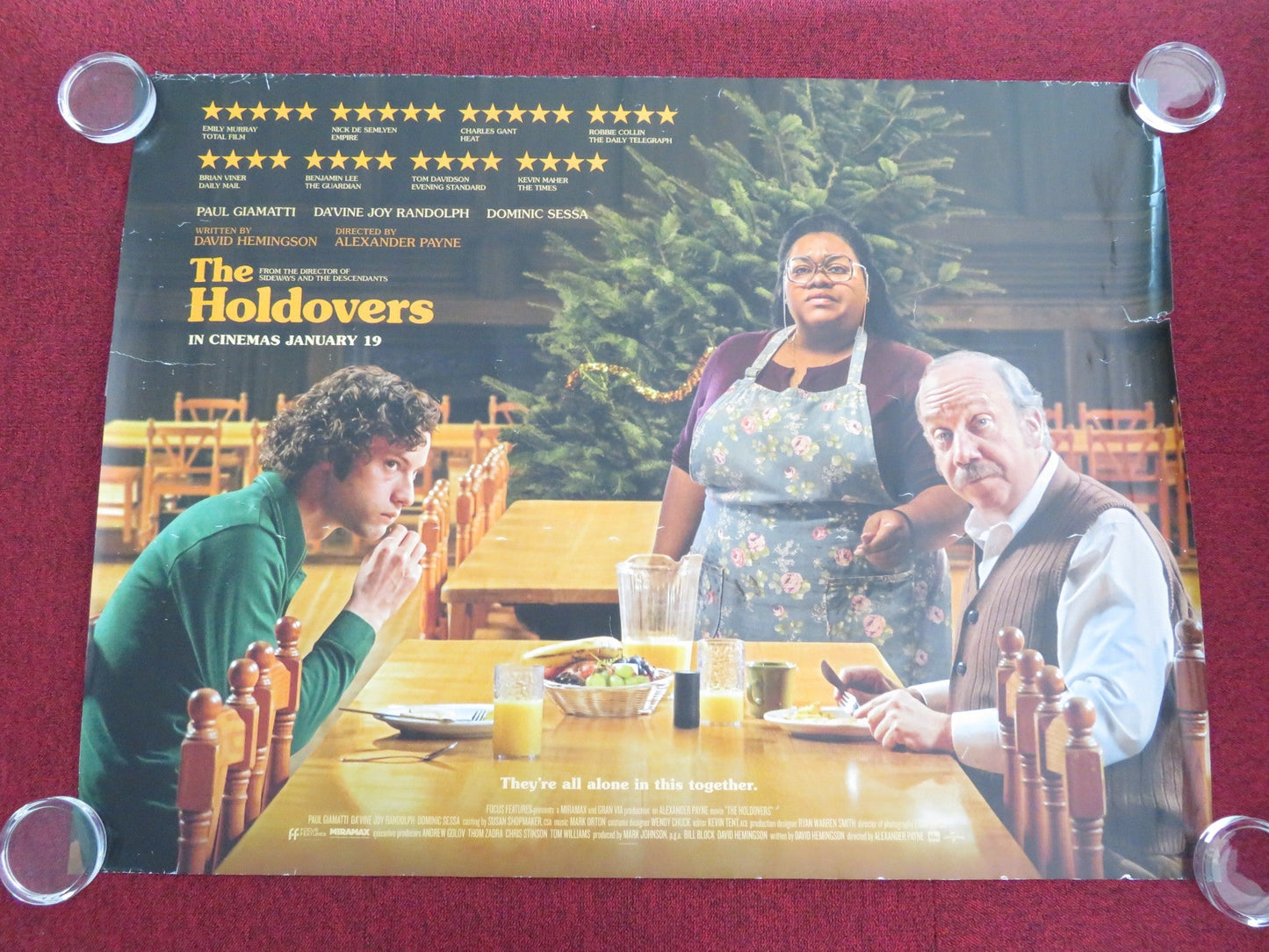 The Holdovers UK Quad Rolled Poster Paul Giamatti Dominic Sessa 2023 Movie posters