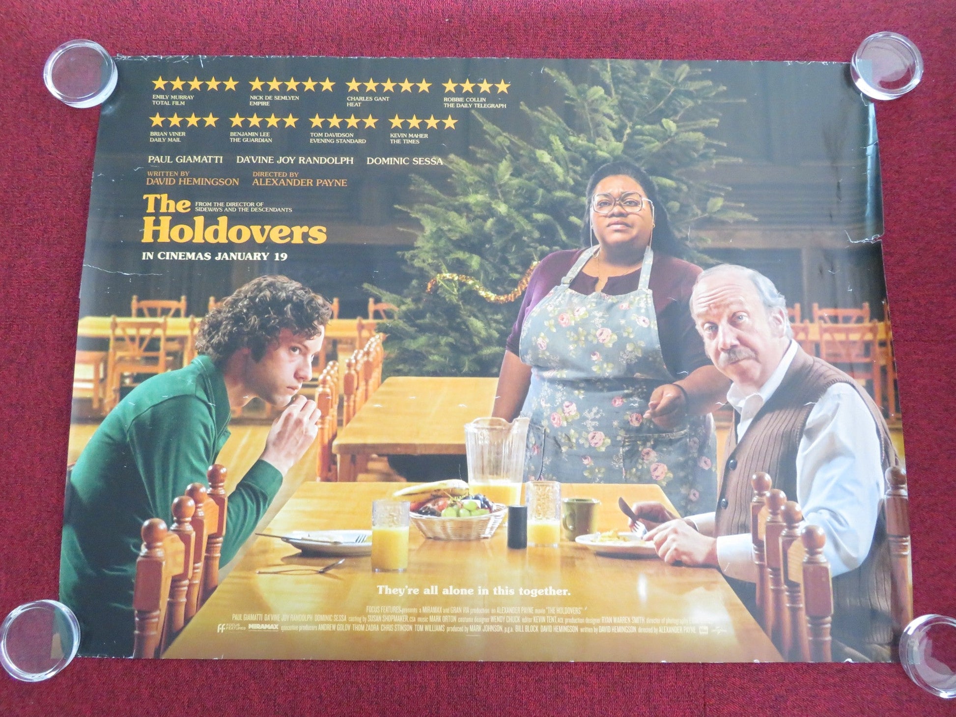 The Holdovers UK Quad Rolled Poster Paul Giamatti Dominic Sessa 2023 Movie posters