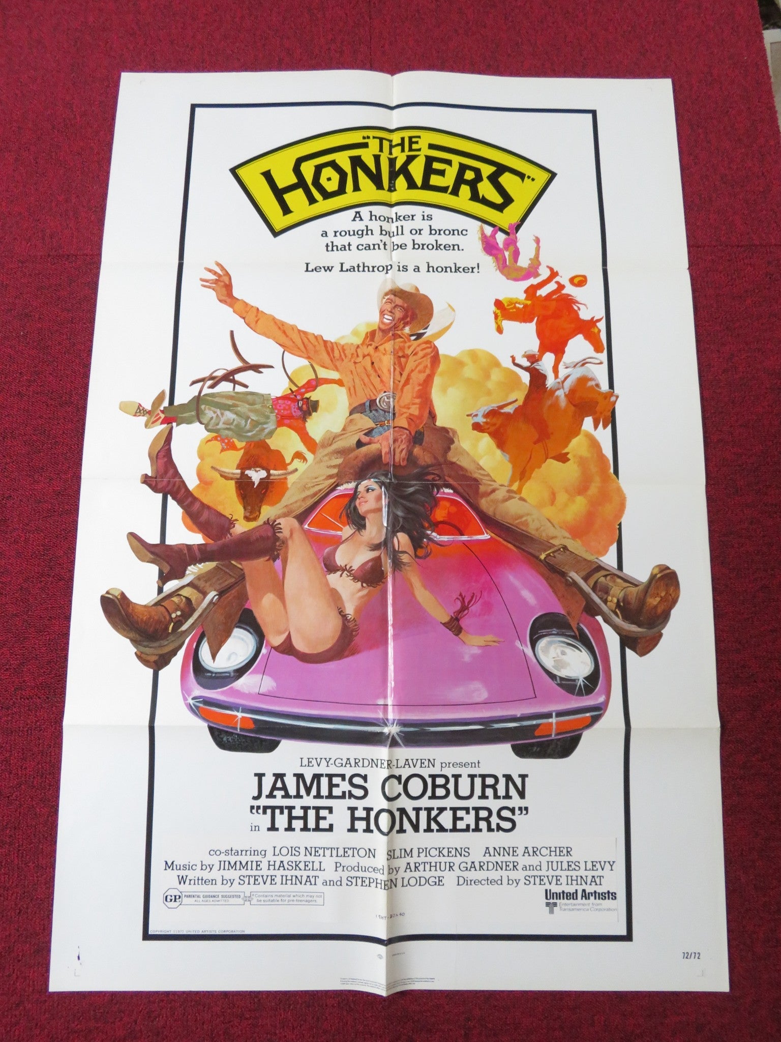 THE HONKERS FOLDED US ONE SHEET POSTER JAMES COBURN LOIS NETTLETON 1972 Rendezvous Cinema Movie posters