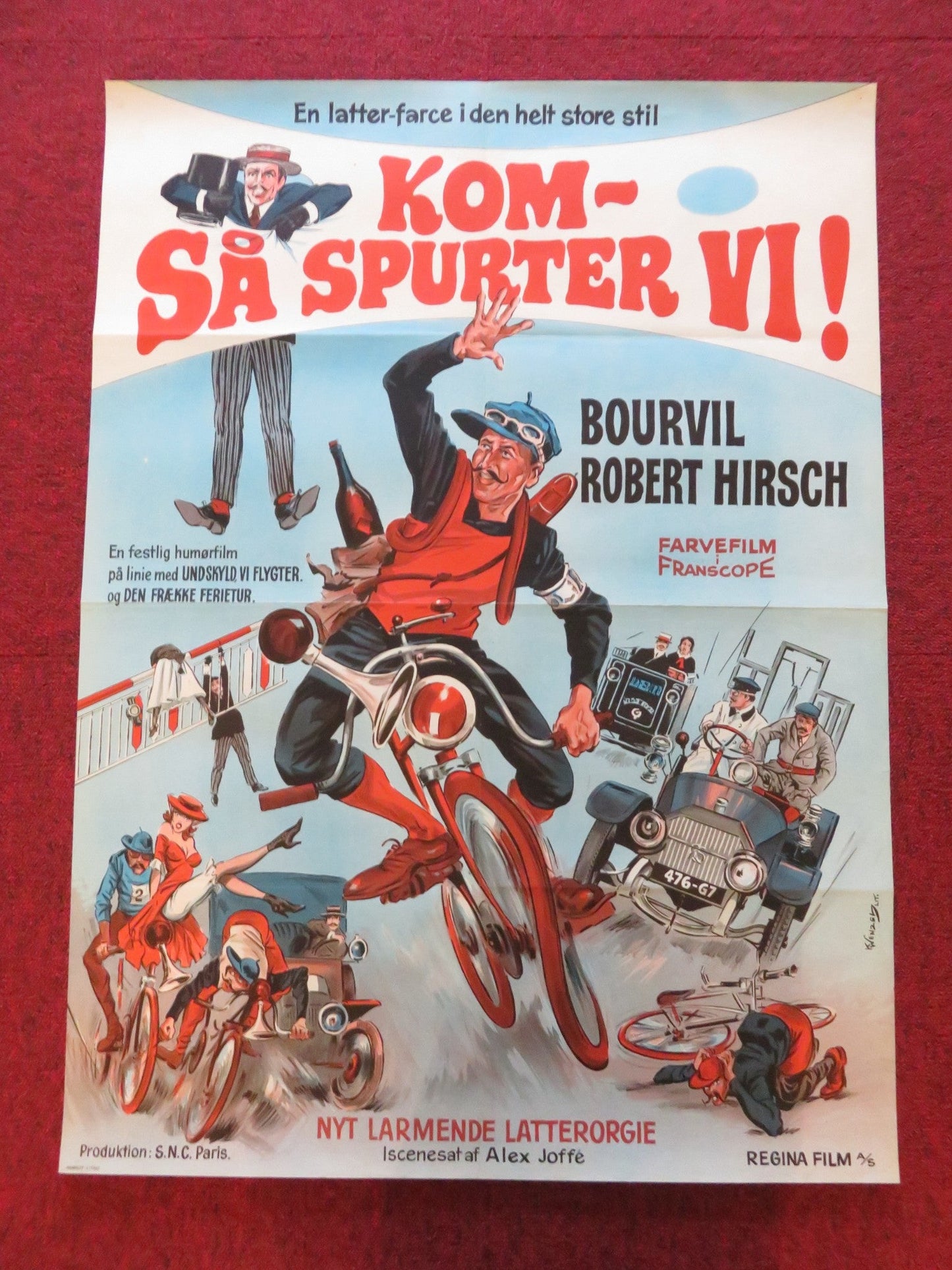 THE HOTSHOTS DANISH POSTER ROLLED BOURVIL ROBERT HIRSCH 1969 Rendezvous Cinema Movie posters