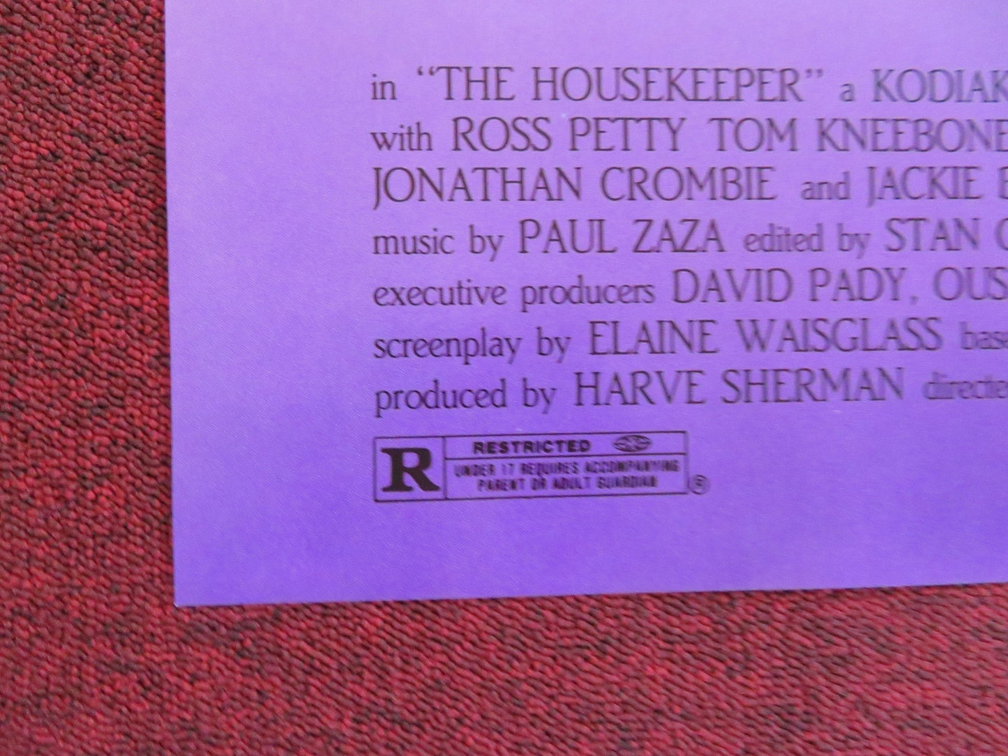 THE HOUSEKEEPER US TRI FOLDED ONE SHEET ROLLED POSTER RITA TUSHINGHAM PETTY 1986 Rendezvous Cinema Movie posters