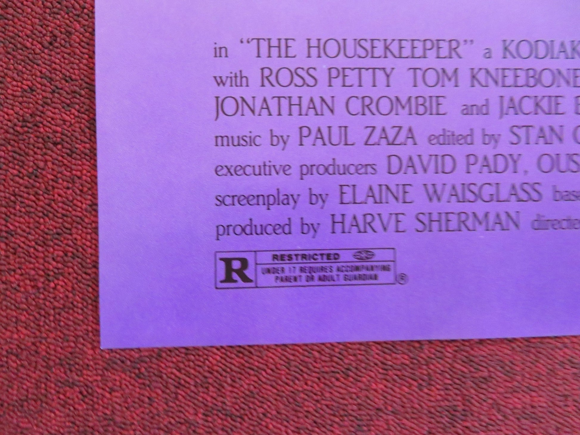 THE HOUSEKEEPER US TRI FOLDED ONE SHEET ROLLED POSTER RITA TUSHINGHAM PETTY 1986 Rendezvous Cinema Movie posters