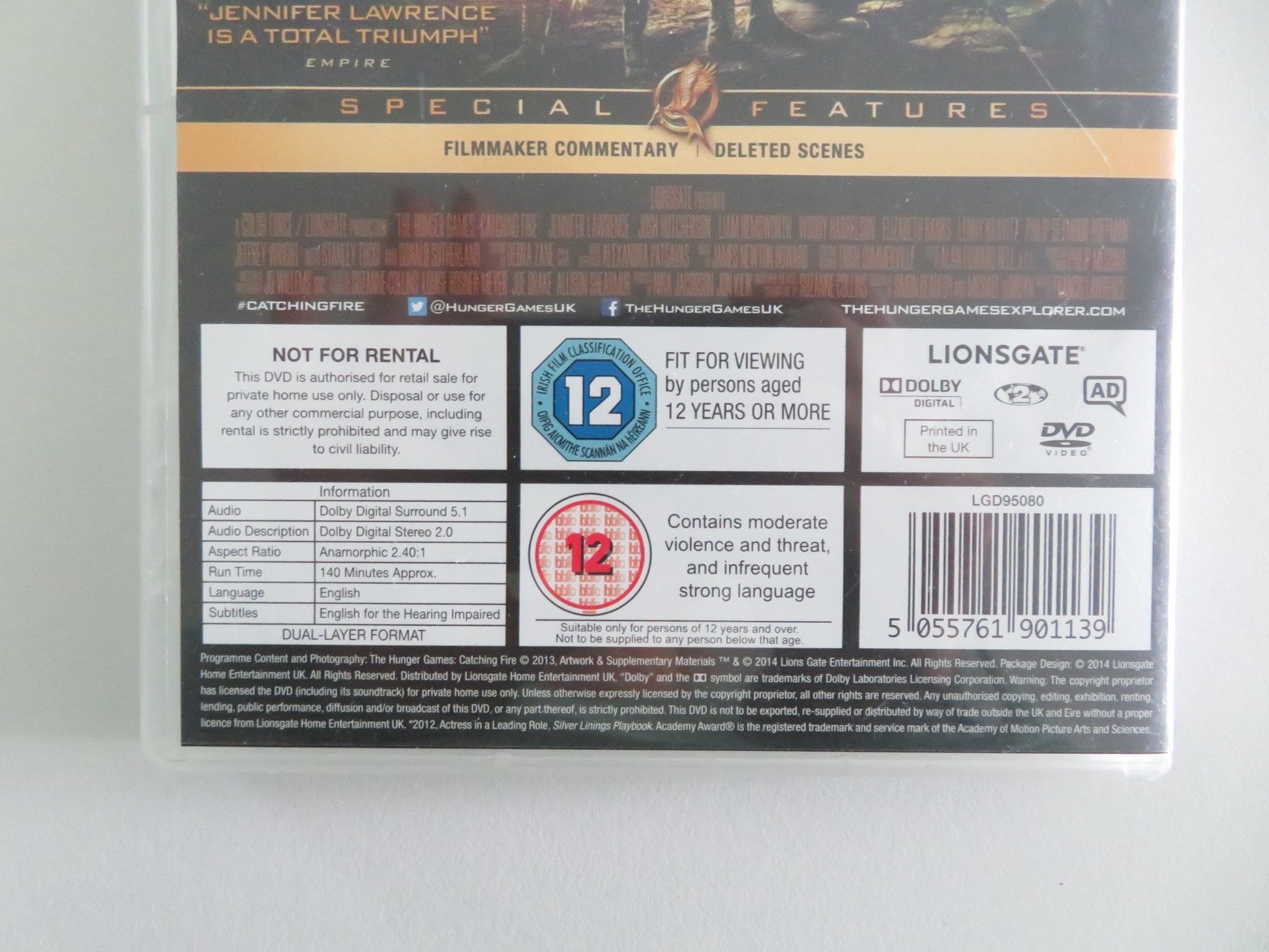 The Hunger Games: Catching Fire (DVD) Jennifer Lawrence 2013 Region 2 Movie posters