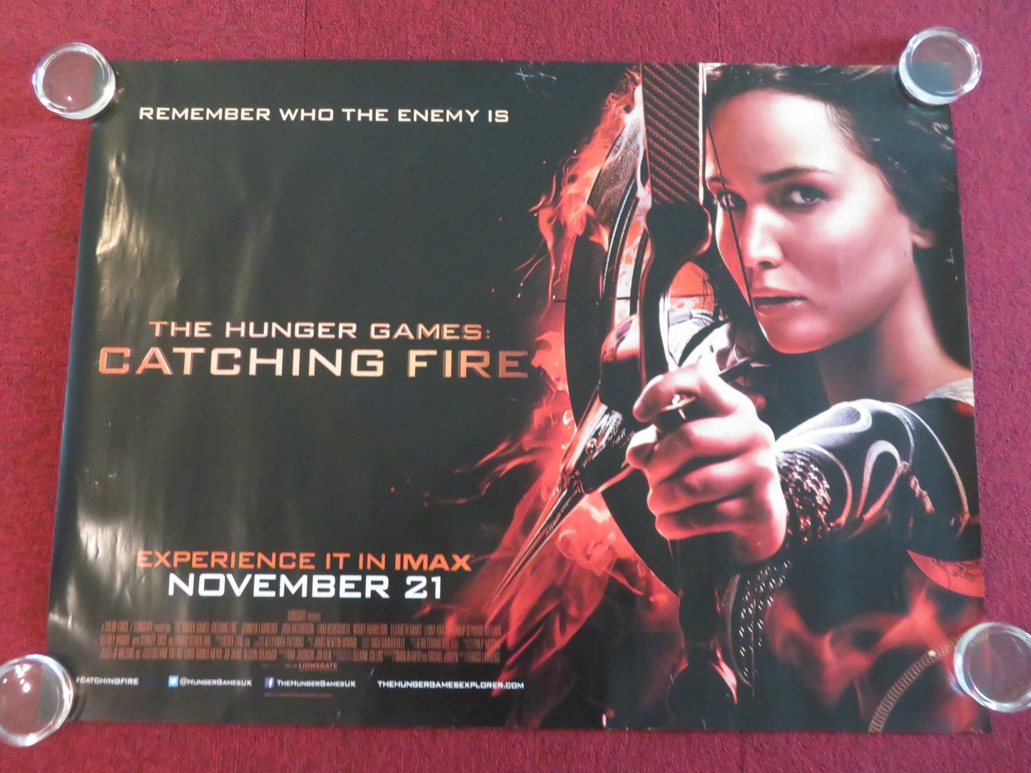 THE HUNGER GAMES CATCHING FIRE UK QUAD ROLLED POSTER JENNIFER LAWRENCE 2013 Movie posters