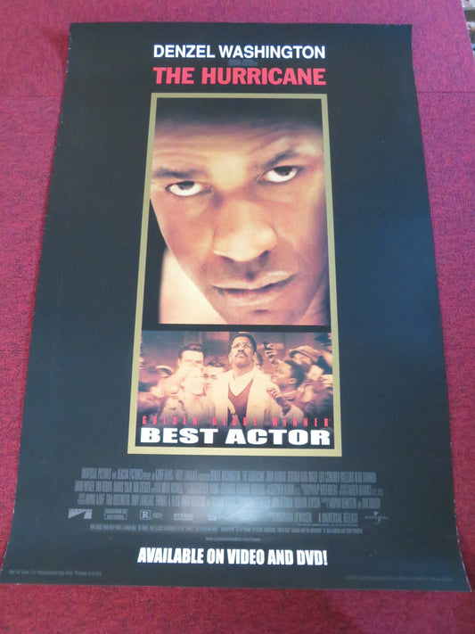 THE HURRICANE DVD & VHS VIDEO POSTER ROLLED DENZEL WASHINGTON L. SCHREIBER 1999 Rendezvous Cinema Movie posters