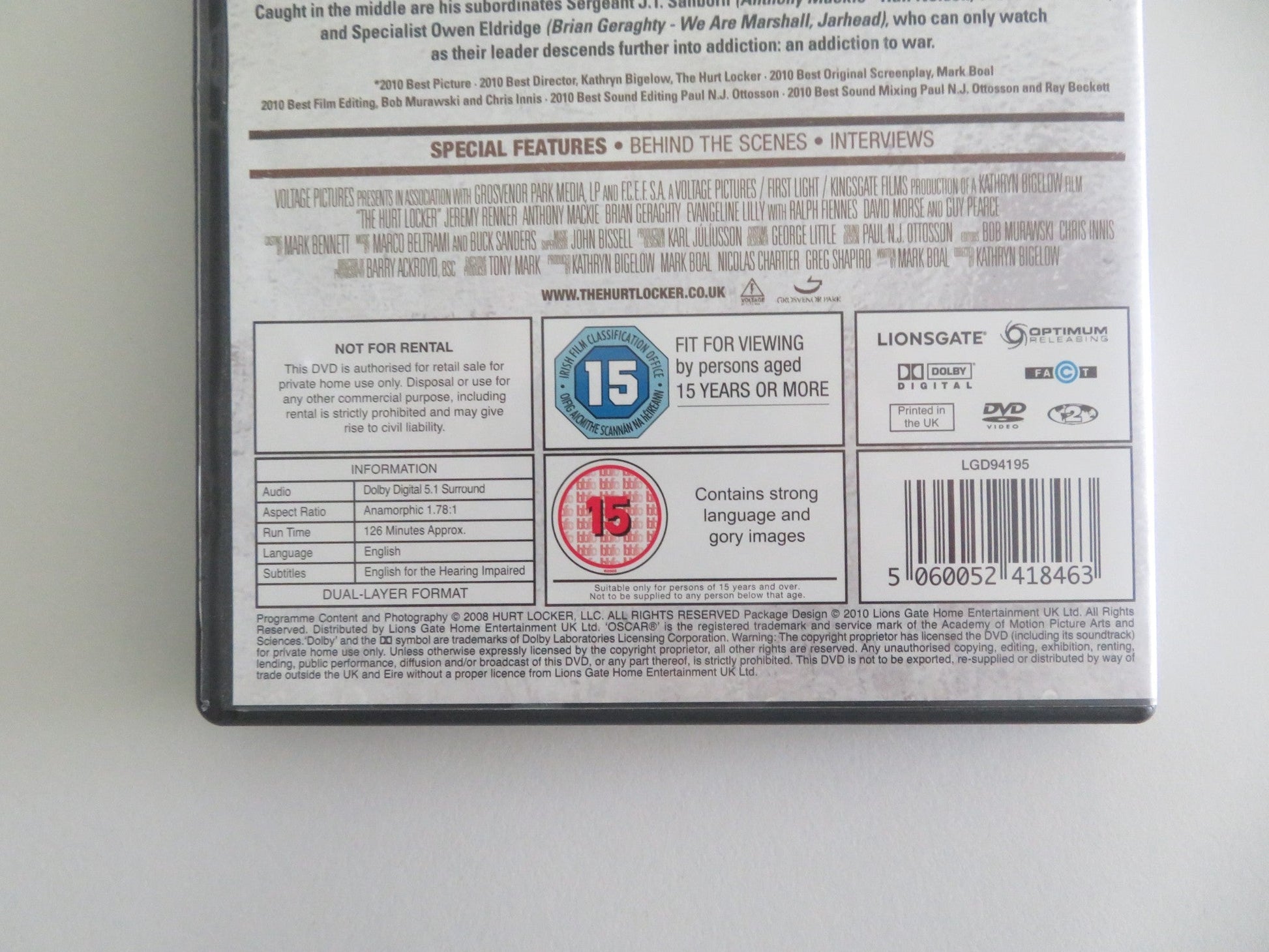 THE HURT LOCKER (DVD) JEREMY RENNER ANTHONY MACKIE 2008 REGION 2 Movie posters