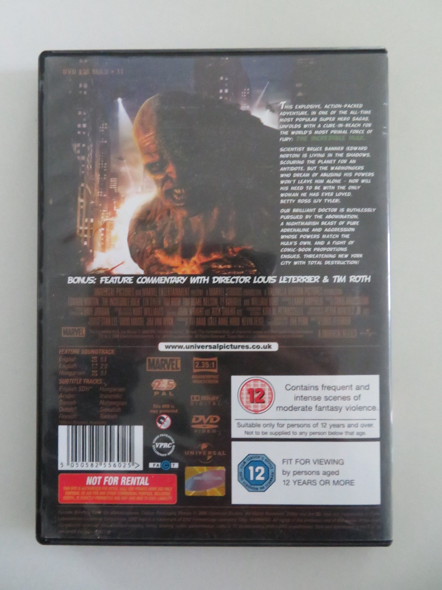 THE INCREDIBLE HULK (DVD) MARVEL EDWARD NORTON TIM ROTH 2008 REGION 2, 5 Movie posters