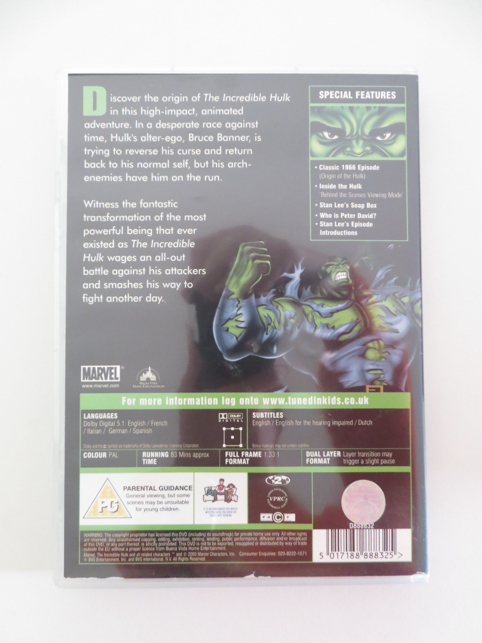THE INCREDIBLE HULK (DVD) MARVEL LOU FERRIGNO MARK HAMILL STAN LEE 2002 REGION 2 - Rendezvous Cinema