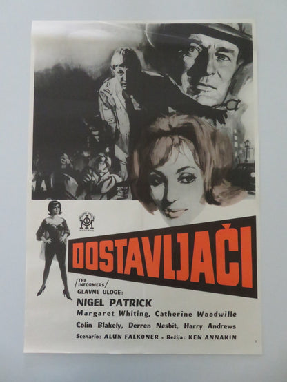 THE INFORMERS YUGOSLAVIAN POSTER ROLLED NIGEL PATRICK MARGARET WHITING 1963 Movie posters