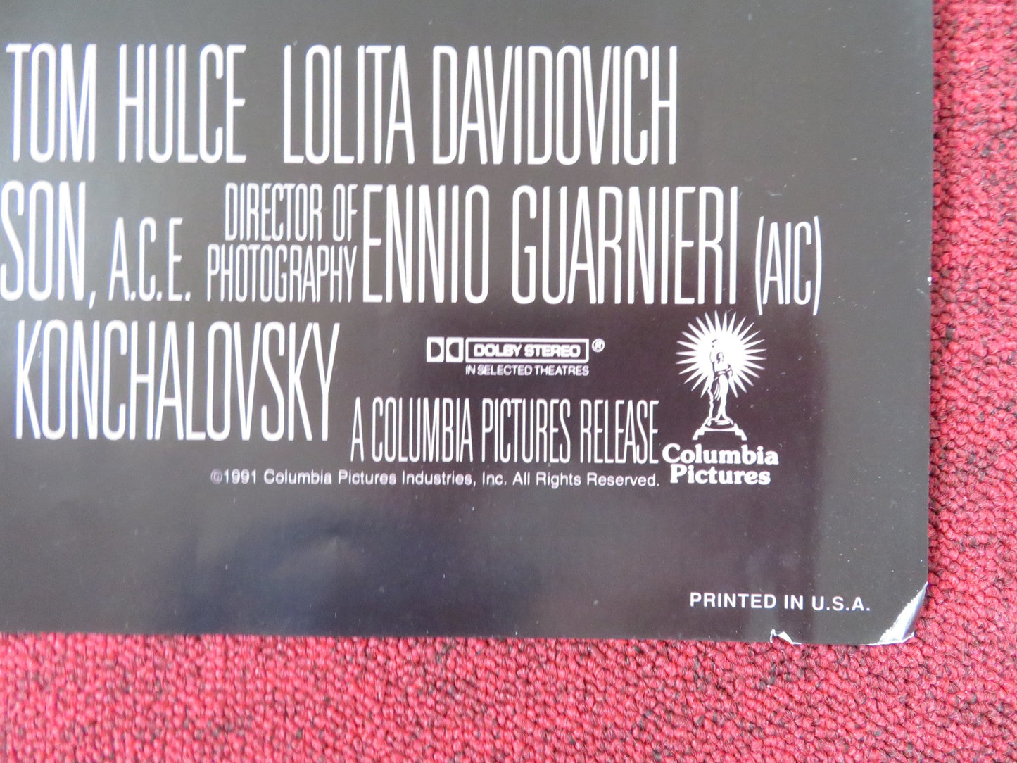THE INNER CIRCLE - B FOLDED US ONE SHEET POSTER TOM HULCE LOLITA DAVIDOVICH 1991 Rendezvous Cinema Movie posters