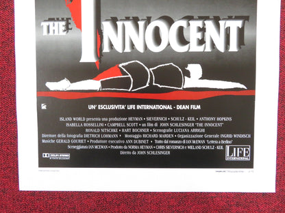 THE INNOCENT ITALIAN LOCANDINA POSTER ANTHONY HOPKINS ISABELLA ROSSELLINI 1993 Rendezvous Cinema Movie posters