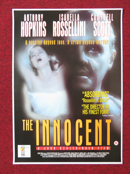 THE INNOCENT VHS POSTER ROLLED ANTHONY HOPKINS ISABELLA ROSSELLINI 1993 Rendezvous Cinema Movie posters