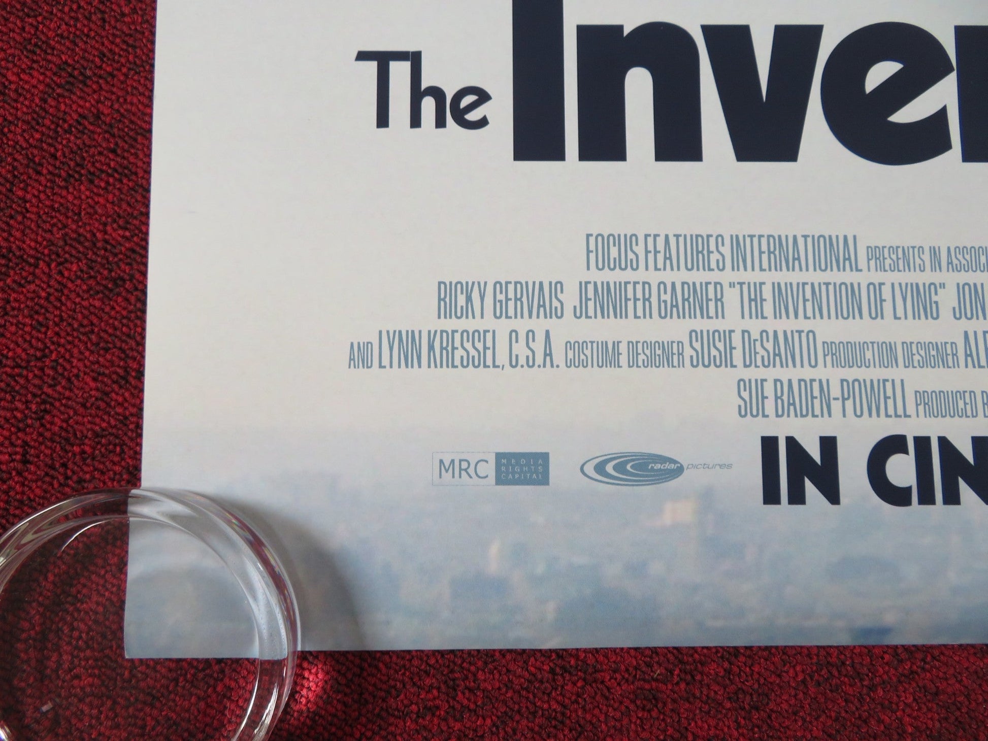 THE INVENTION OF LYING US ONE SHEET ROLLED POSTER RICKY GERVAIS J.GARNER 2009 Rendezvous Cinema Movie posters