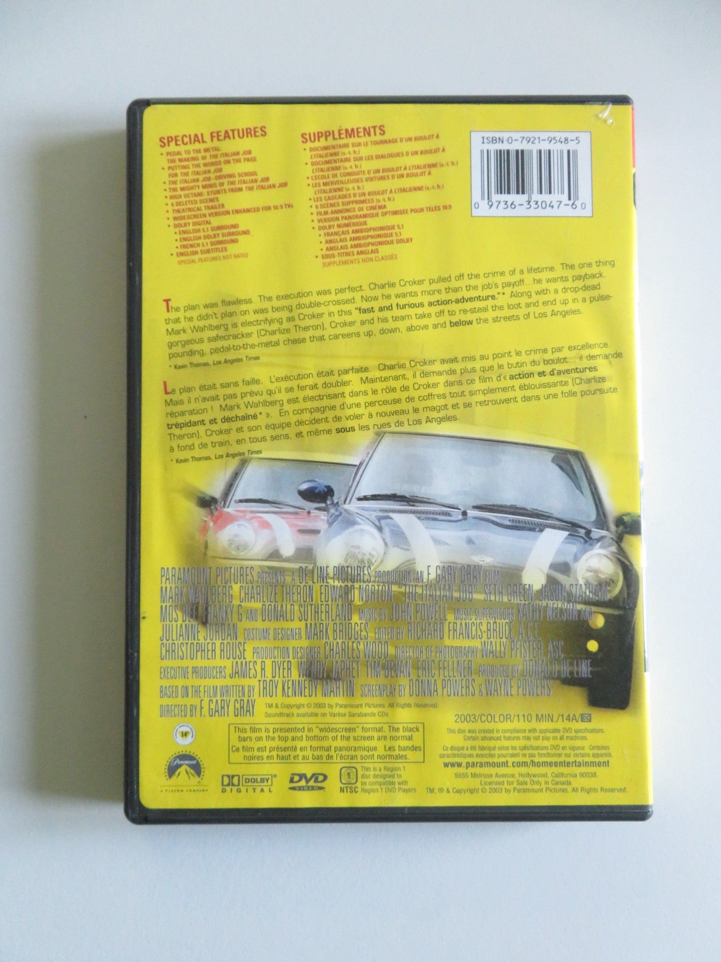THE ITALIAN JOB (DVD) MARK WAHLBERG CHARLIZE THERON 2003 REGION 1 - Rendezvous Cinema