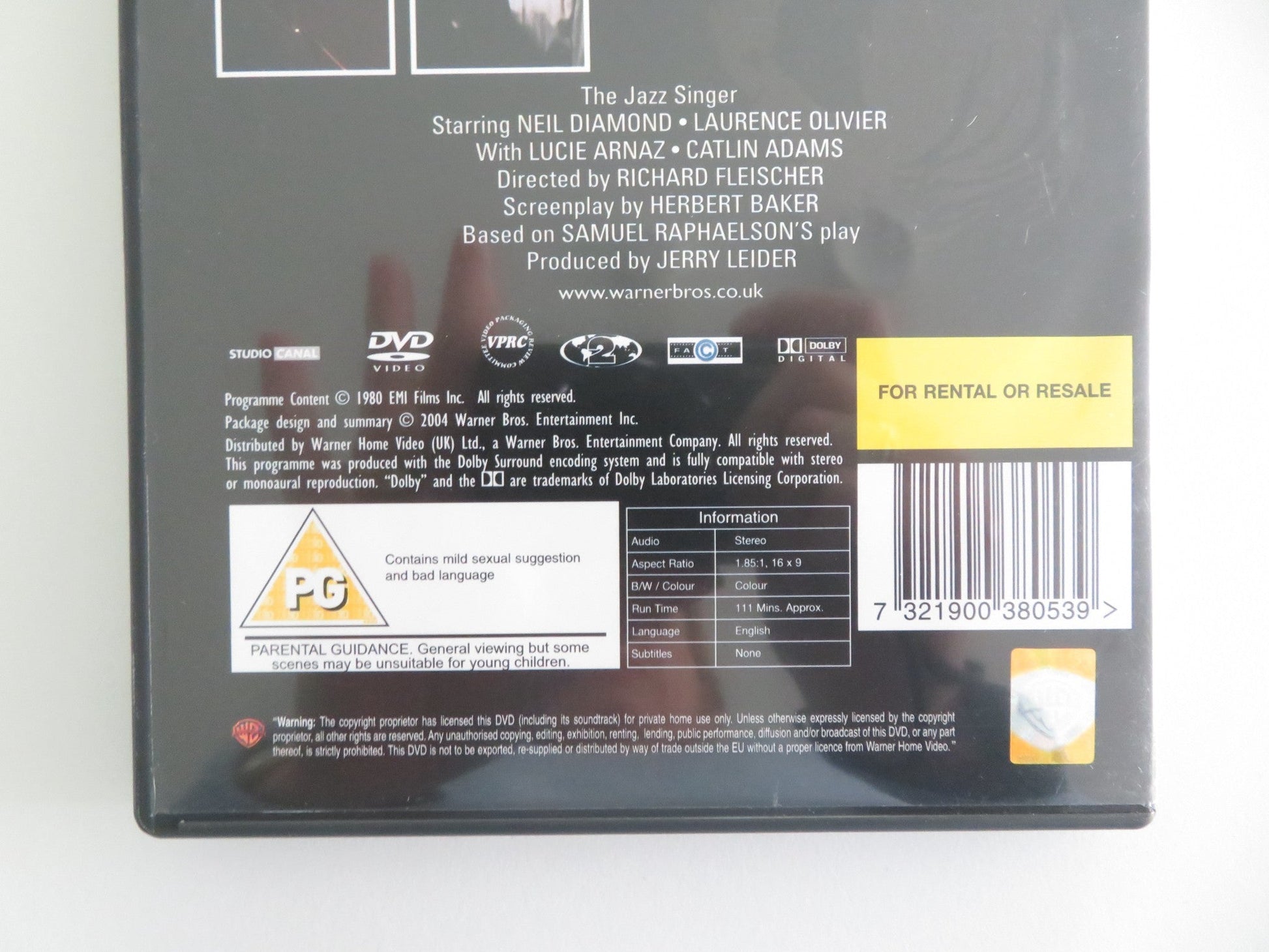 THE JAZZ SINGER (DVD) NEIL DIAMOND LAURENCE OLIVIER 1980 REGION 2 Movie posters