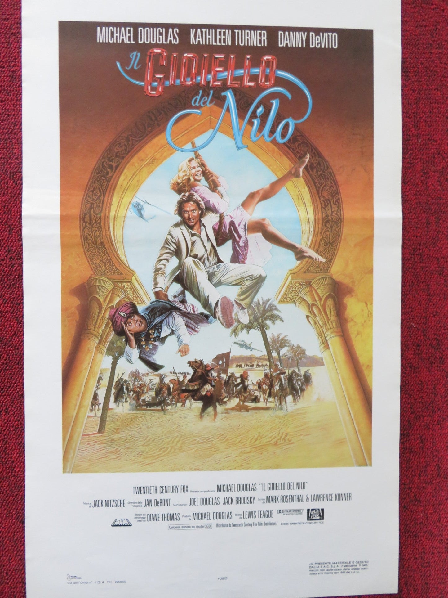THE JEWEL OF THE NILE ITALIAN LOCANDINA POSTER MICHAEL DOUGLAS K. TURNER 1985 Rendezvous Cinema Movie posters