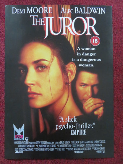 THE JUROR VHS VIDEO POSTER DEMI MOORE ALEC BALDWIN 1996 Rendezvous Cinema Movie posters