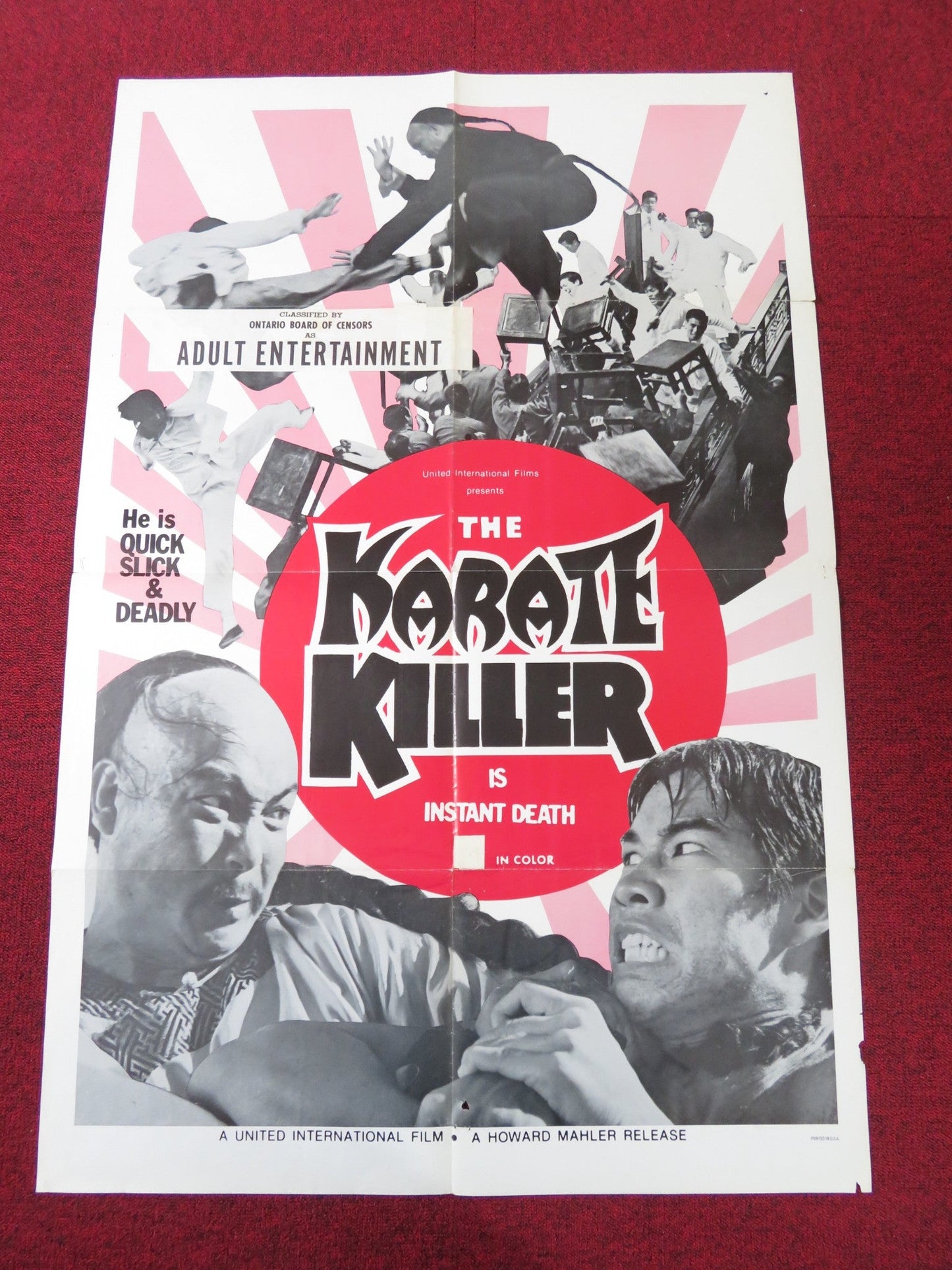THE KARATE KILLER FOLDED US ONE SHEET POSTER JASON PIAO PAI CHUN - KU LU 1973 Rendezvous Cinema Movie posters