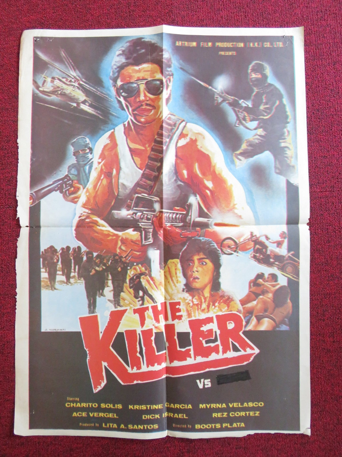 THE KILLER VS NINJAS POSTER FOLDED ACE VERGEL CHARITO SOLIS 1989 Rendezvous Cinema Movie posters