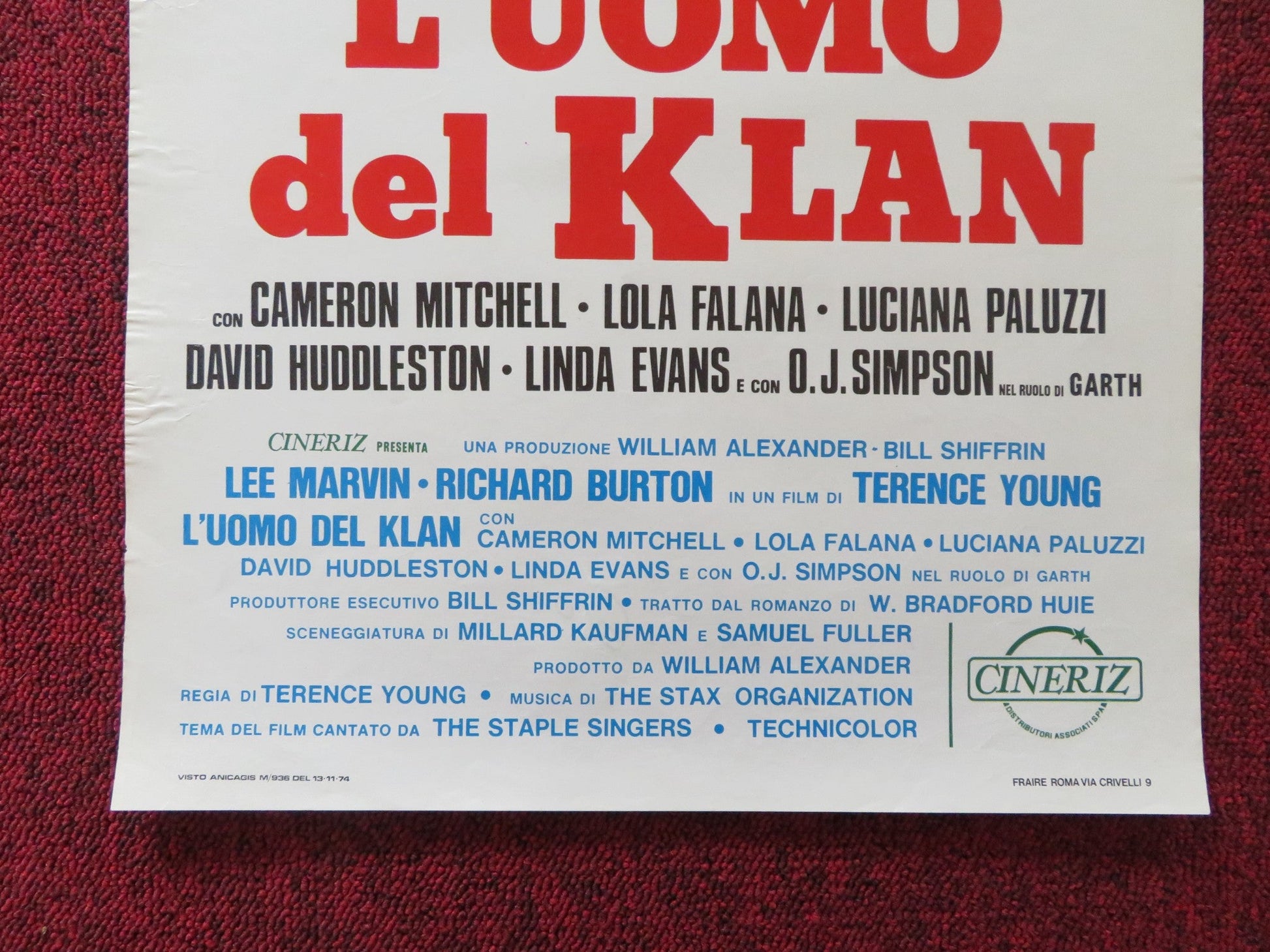THE KLANSMAN ITALIAN LOCANDINA POSTER LEE MARVIN RICHARD BURTON 1974 Rendezvous Cinema Movie posters