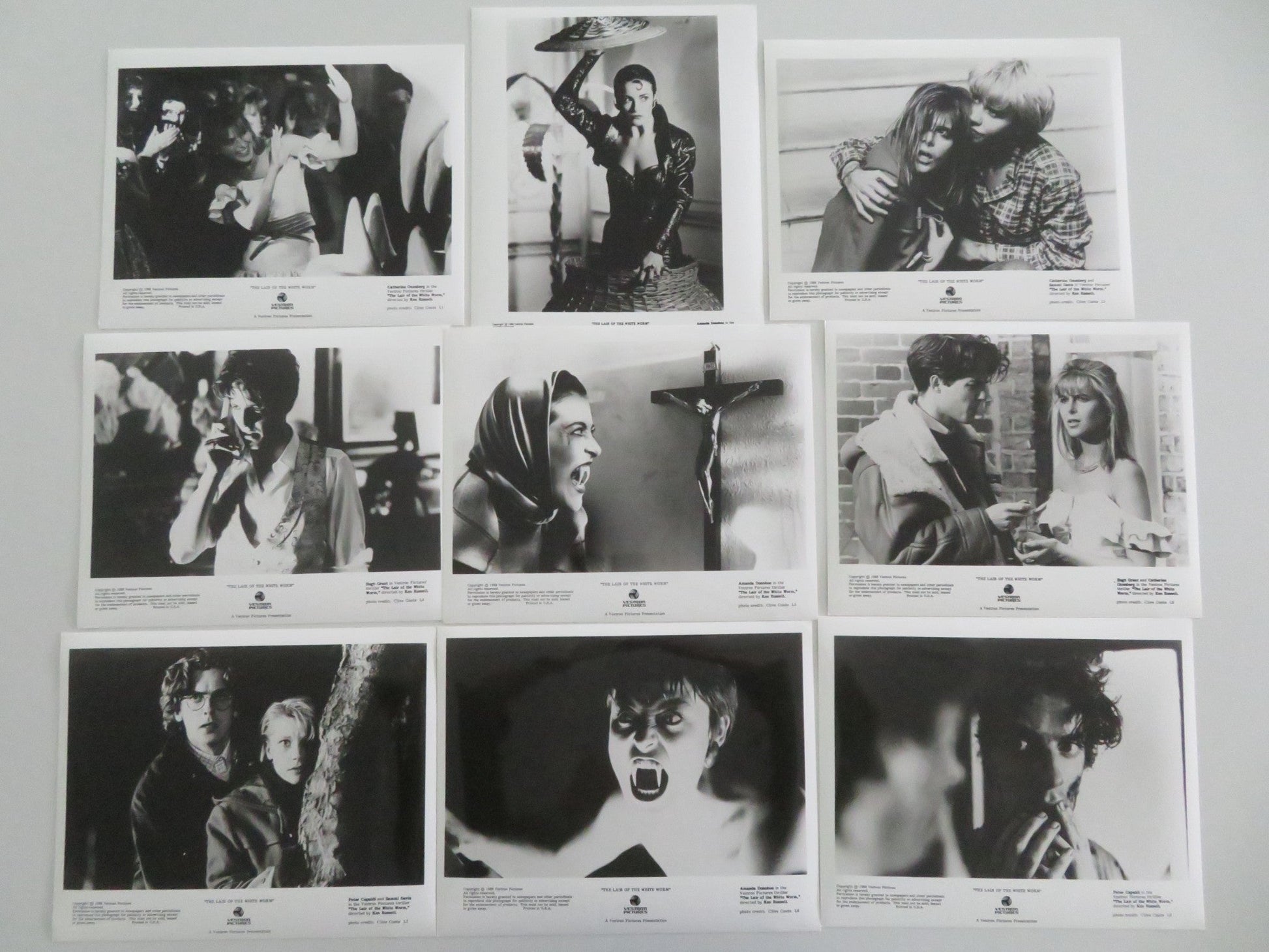 THE LAIR OF THE WHITE WORM MOVIE STILL PHOTO LOT OF 9 HUGH GRANT A. DONOHOE 1988 - Rendezvous Cinema