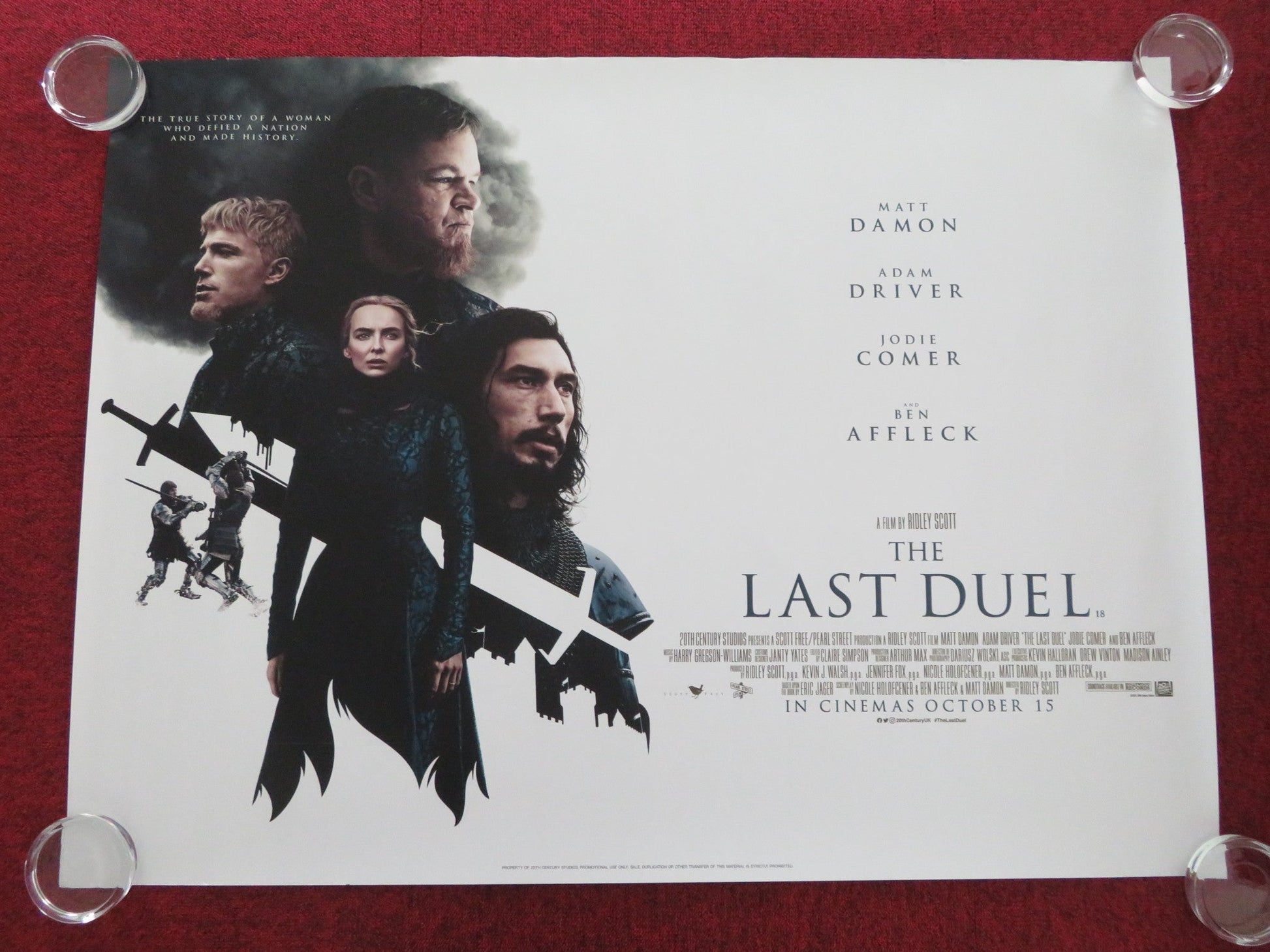 THE LAST DUEL UK QUAD ROLLED POSTER MATT DAMON ADAM DRIVER 2021 Movie posters