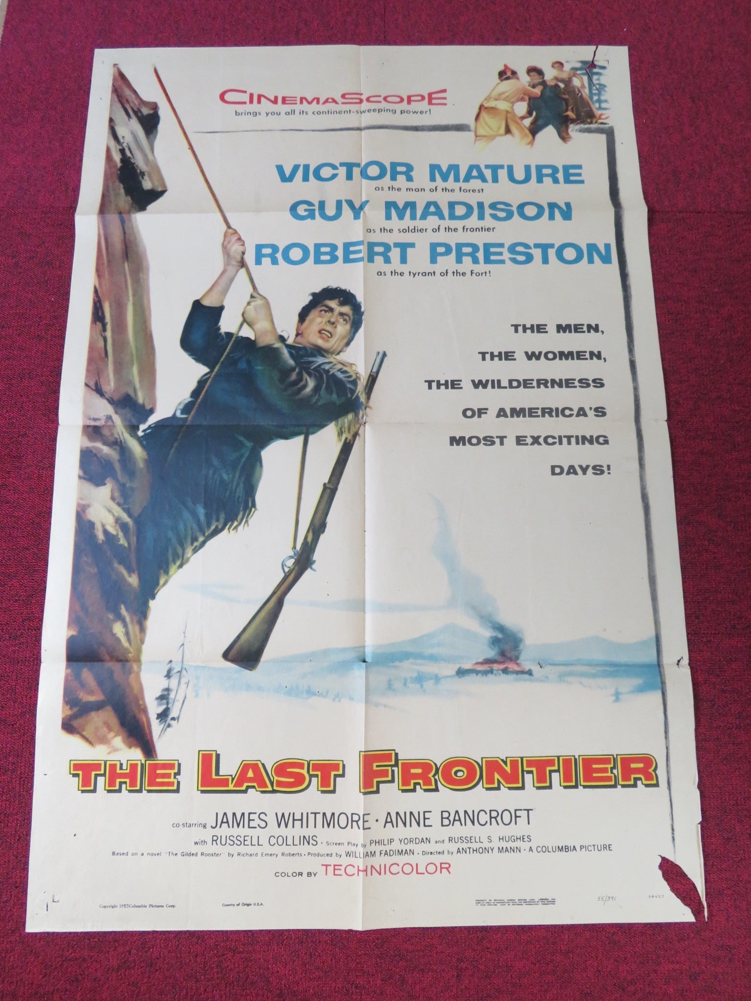THE LAST FRONTIER FOLDED US ONE SHEET POSTER VICTOR MATURE GUY MADISON 1955 Rendezvous Cinema Movie posters