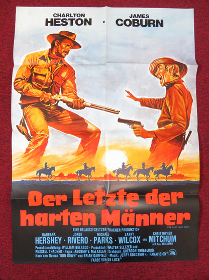 THE LAST HARD MEN GERMAN A1 POSTER FOLDED CHARLTON HESTON JAMES COBURN 1976 Rendezvous Cinema Movie posters