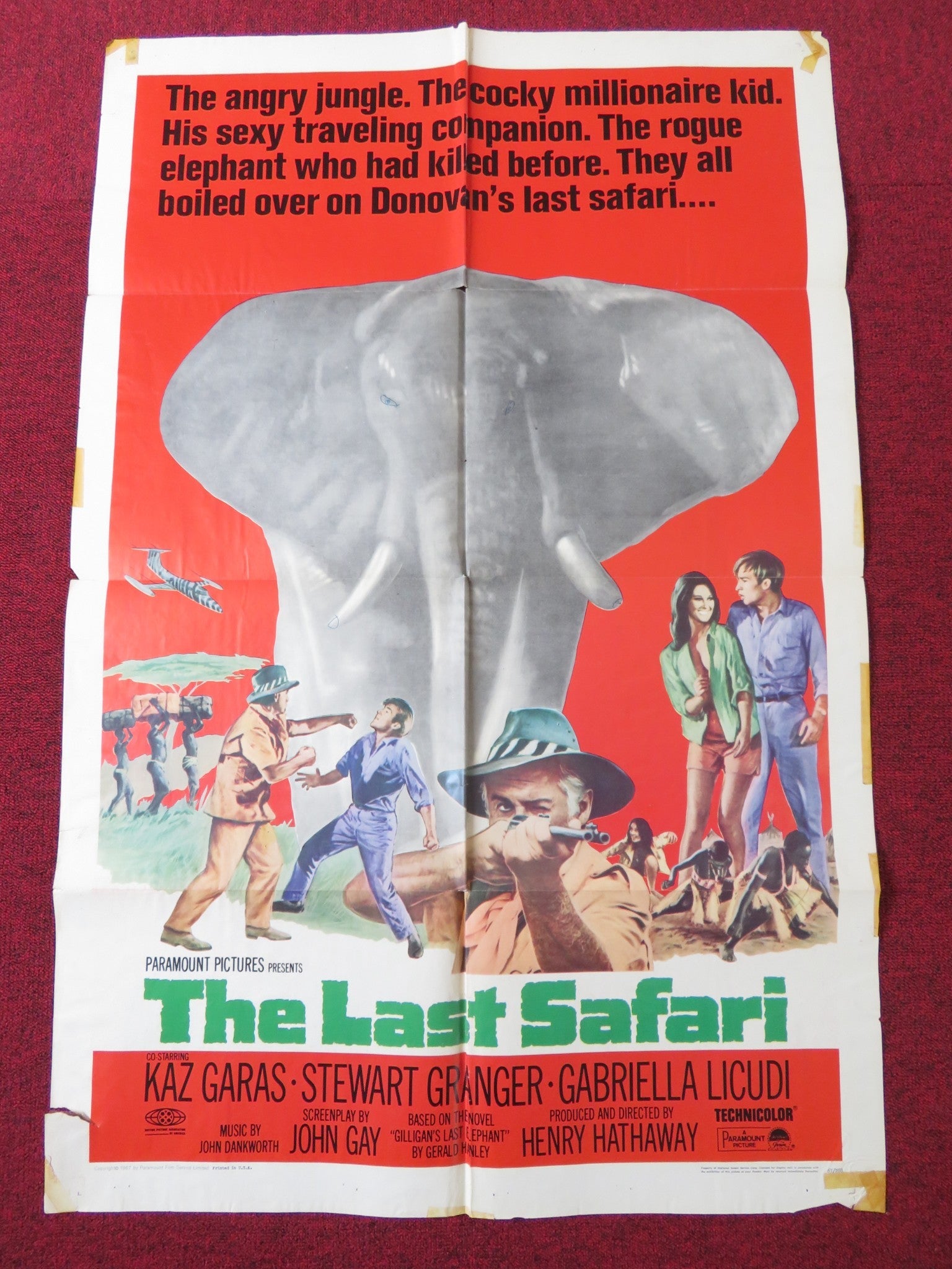 THE LAST SAFARI FOLDED US ONE SHEET POSTER KAS GARAS STEWART GRANGER 1967 Rendezvous Cinema Movie posters