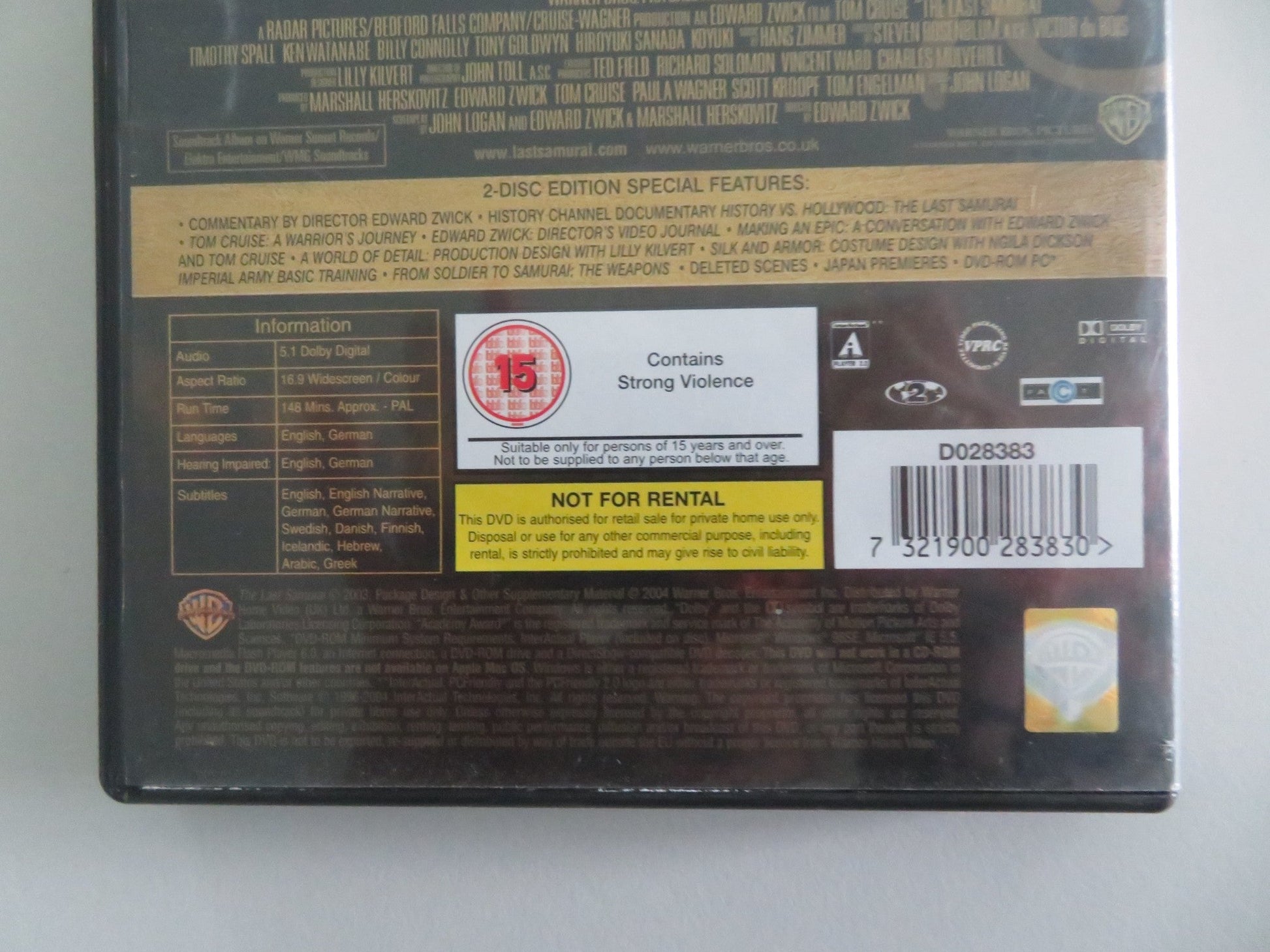The Last Samurai - 2 disc widescreen edition (DVD) Tom Cruise 2003 Region 2 Movie posters