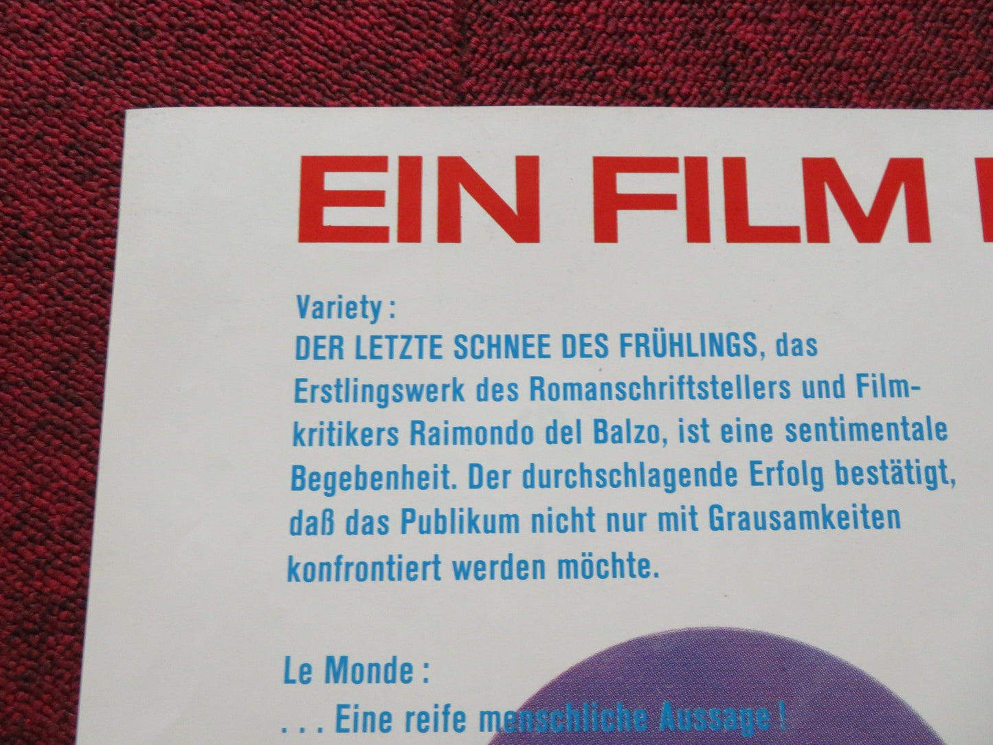 THE LAST SNOW OF SPRINGTIME GERMAN A1 POSTER FOLDED BEKIM FEHMUI 1975 Rendezvous Cinema Movie posters