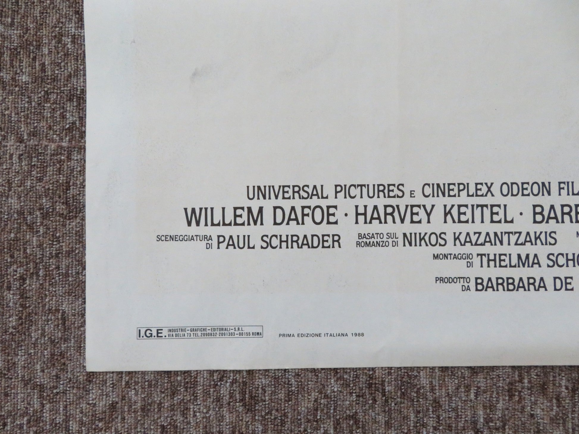 THE LAST TEMPTATION OF CHRIST ITALIAN 2 FOGLIO POSTER WILLEM DAFOE D. BOWIE 1988 Rendezvous Cinema Movie posters