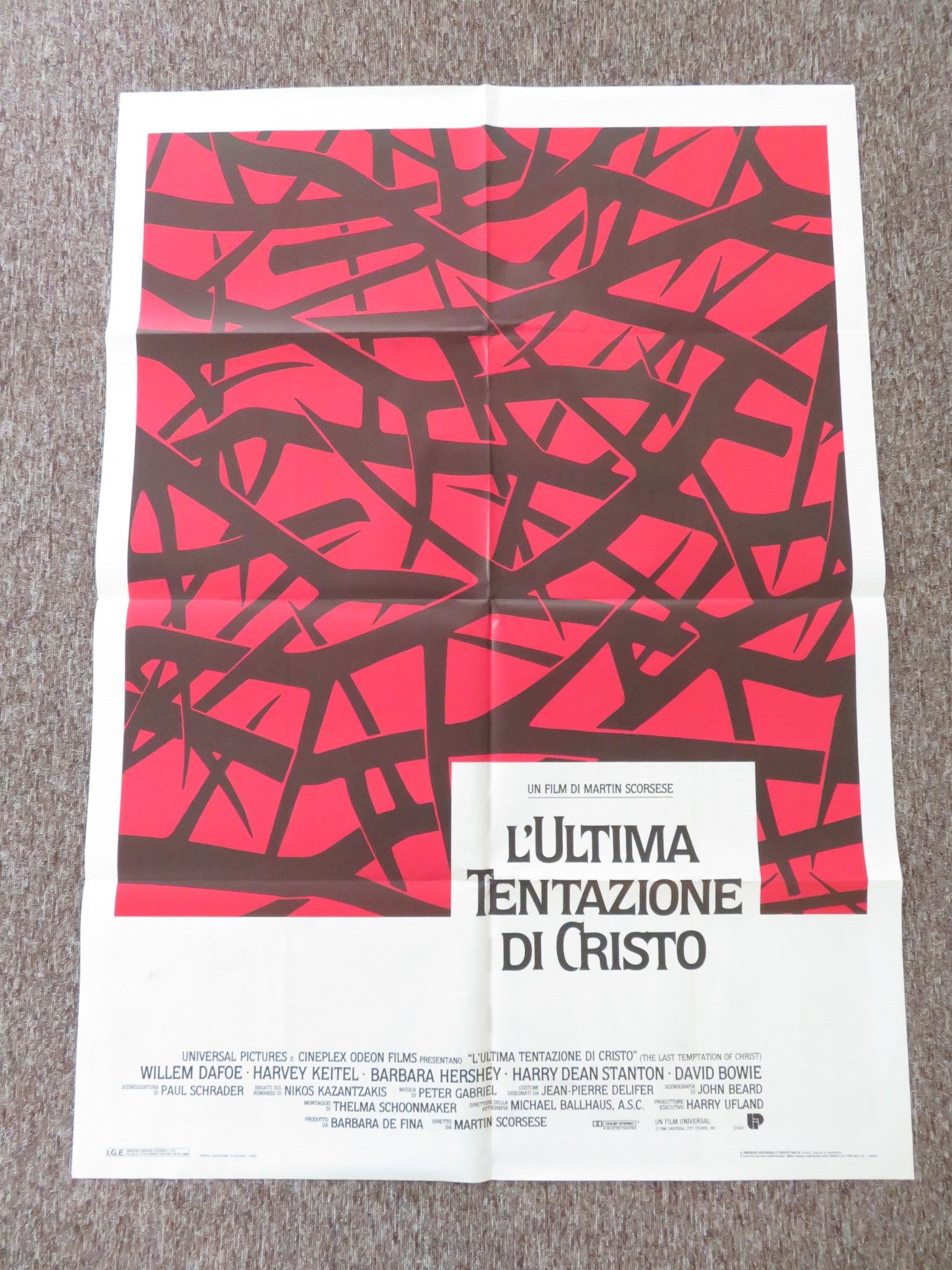 THE LAST TEMPTATION OF CHRIST ITALIAN 2 FOGLIO POSTER WILLEM DAFOE D. BOWIE 1988 Rendezvous Cinema Movie posters