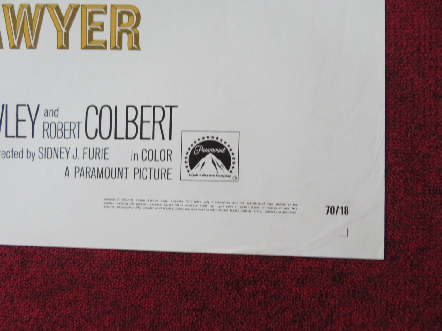 THE LAWYER FOLDED US ONE SHEET POSTER BARRY NEWMAN HAROLD GOULD 1970 Rendezvous Cinema Movie posters