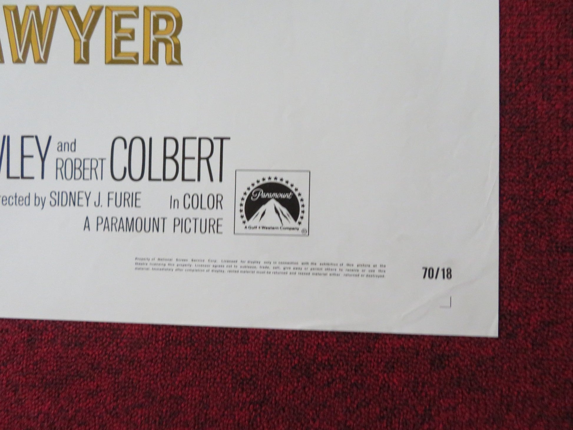 THE LAWYER FOLDED US ONE SHEET POSTER BARRY NEWMAN HAROLD GOULD 1970 Rendezvous Cinema Movie posters