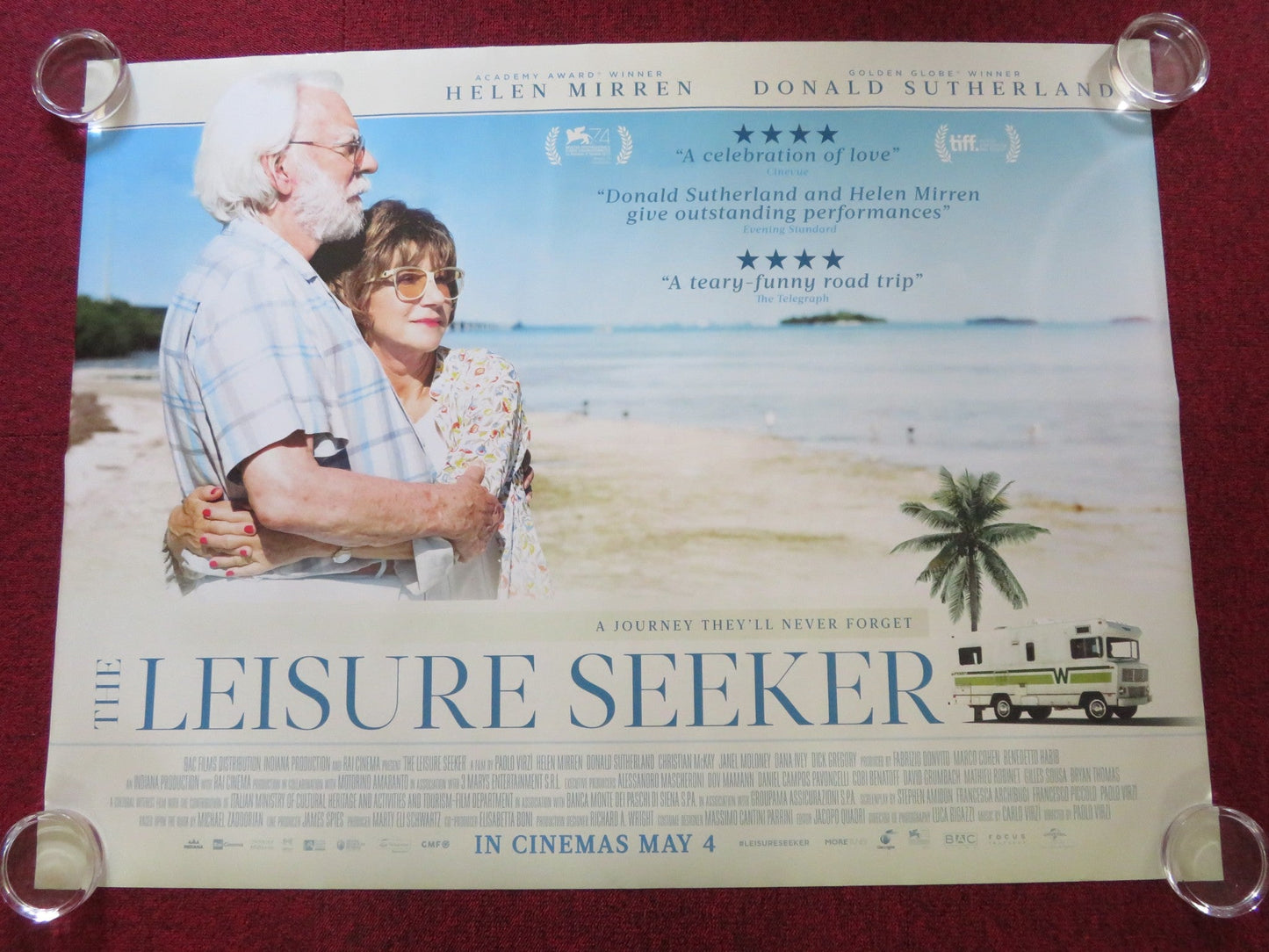 THE LEISURE SEEKER - B UK QUAD ROLLED POSTER DONALD SUTHERLAND HELEN MIRREN 2017 Rendezvous Cinema Movie posters