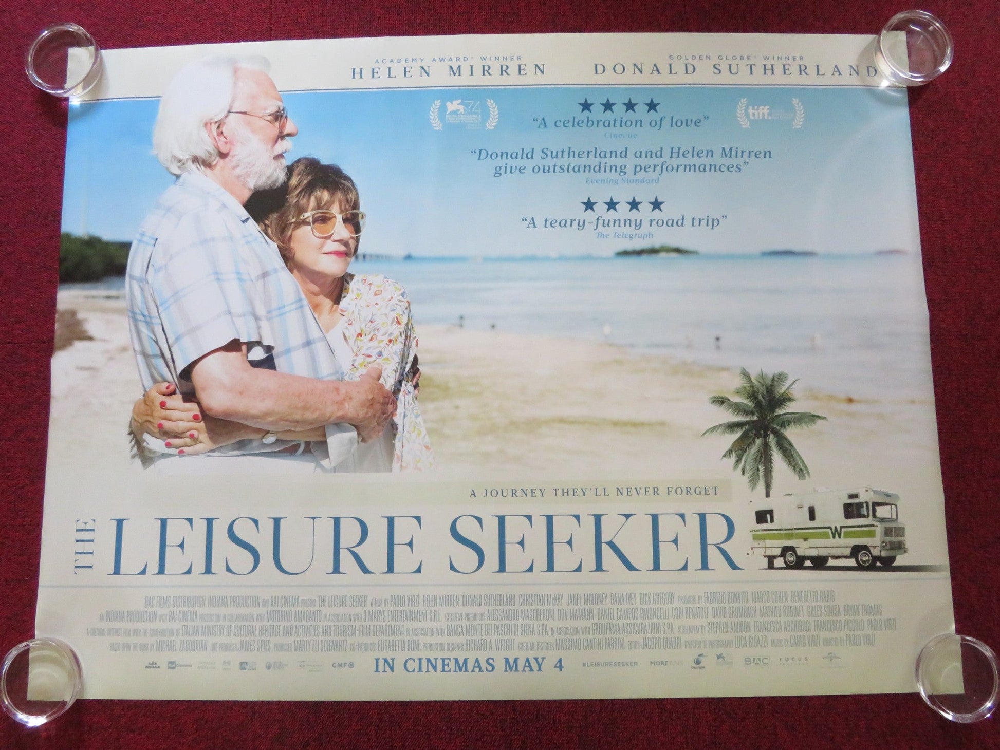 THE LEISURE SEEKER - B UK QUAD ROLLED POSTER DONALD SUTHERLAND HELEN MIRREN 2017 Rendezvous Cinema Movie posters