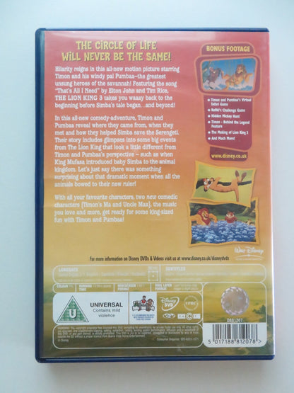THE LION KING 3: HAKUNA MATATA (DVD) DISNEY NATHAN LANE ERNIE SAB 2004 REGION 2 Movie posters