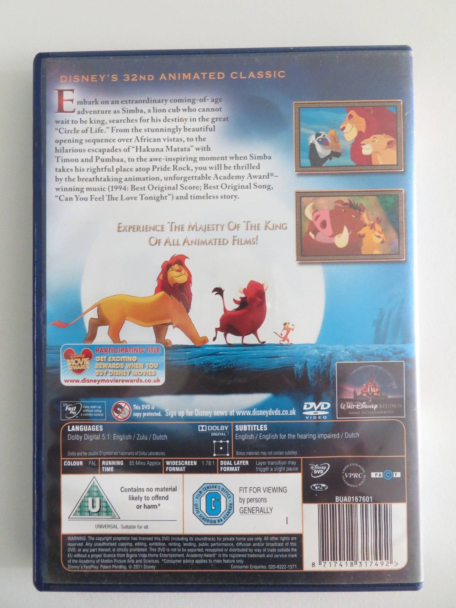 THE LION KING - B DIAMOND EDITION (DVD) DISNEY JAMES EARL JONES 1994 REGION 2 Movie posters
