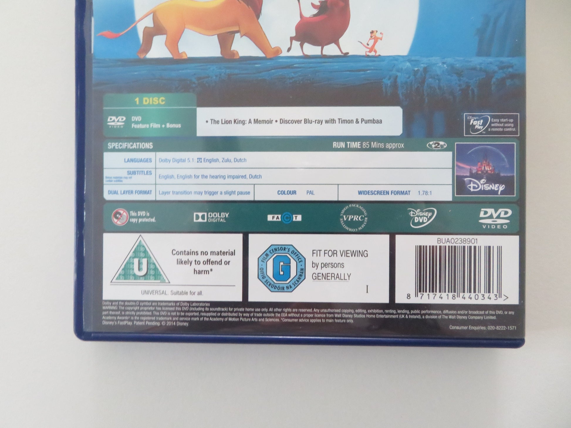 The Lion King - C (DVD) Disney Matthew Broderick Jeremy Irons 1994 Region 2 Movie posters