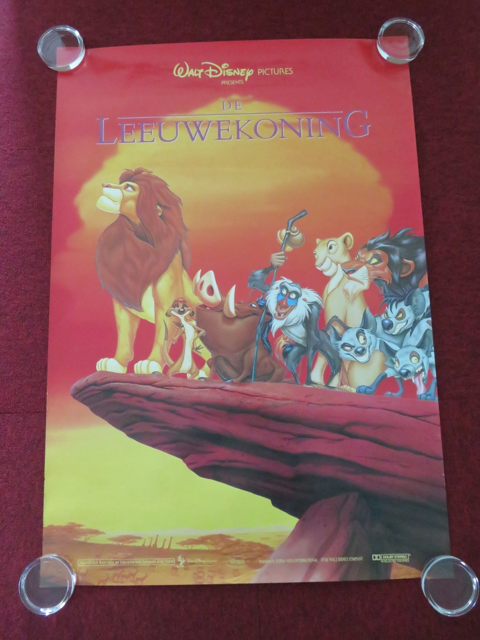 THE LION KING DUTCH POSTER ROLLED DISNEY JAMES EARL JONES JEREMY IRONS 1994 Movie posters