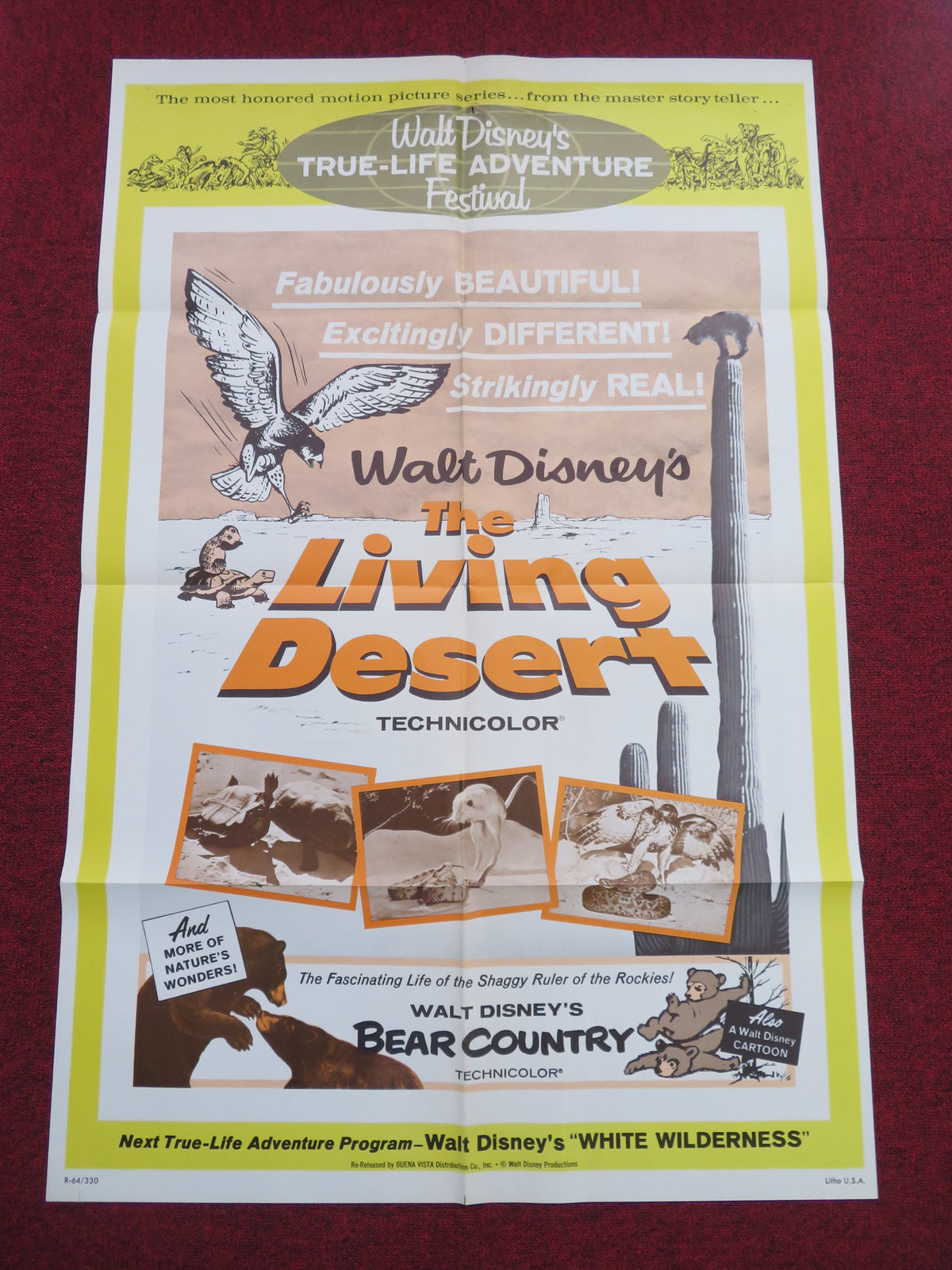The Living Desert Folded US One Sheet Poster Disney Winston Hibler R1964 Movie posters