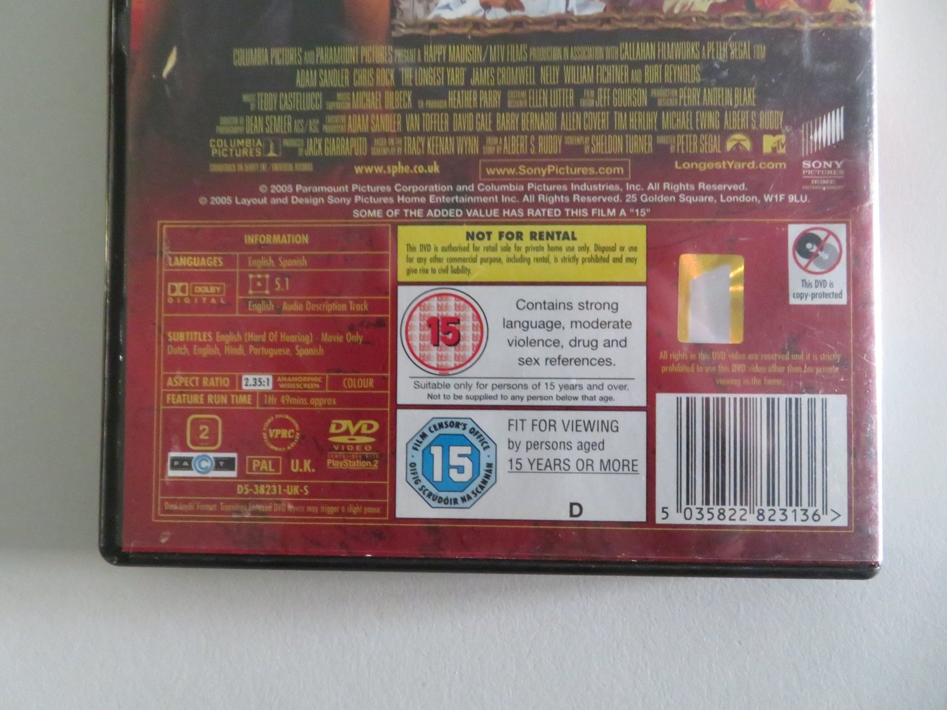 THE LONGEST YARD (DVD) ADAM SANDLER CHRIS ROCK 2005 REGION 2 Movie posters