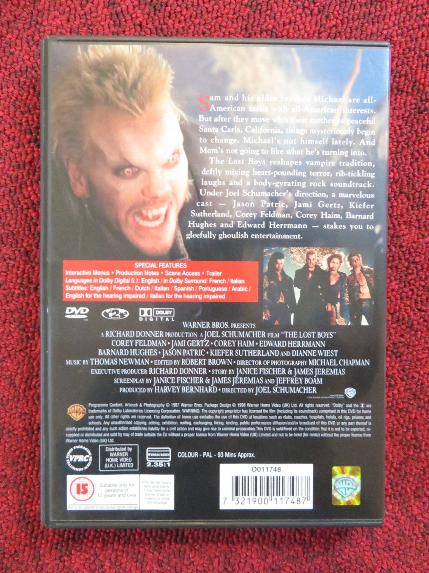 THE LOST BOYS (DVD) KIEFER SUTHERLAND COREY HAIM 1987 REGION 2 Rendezvous Cinema Movie posters