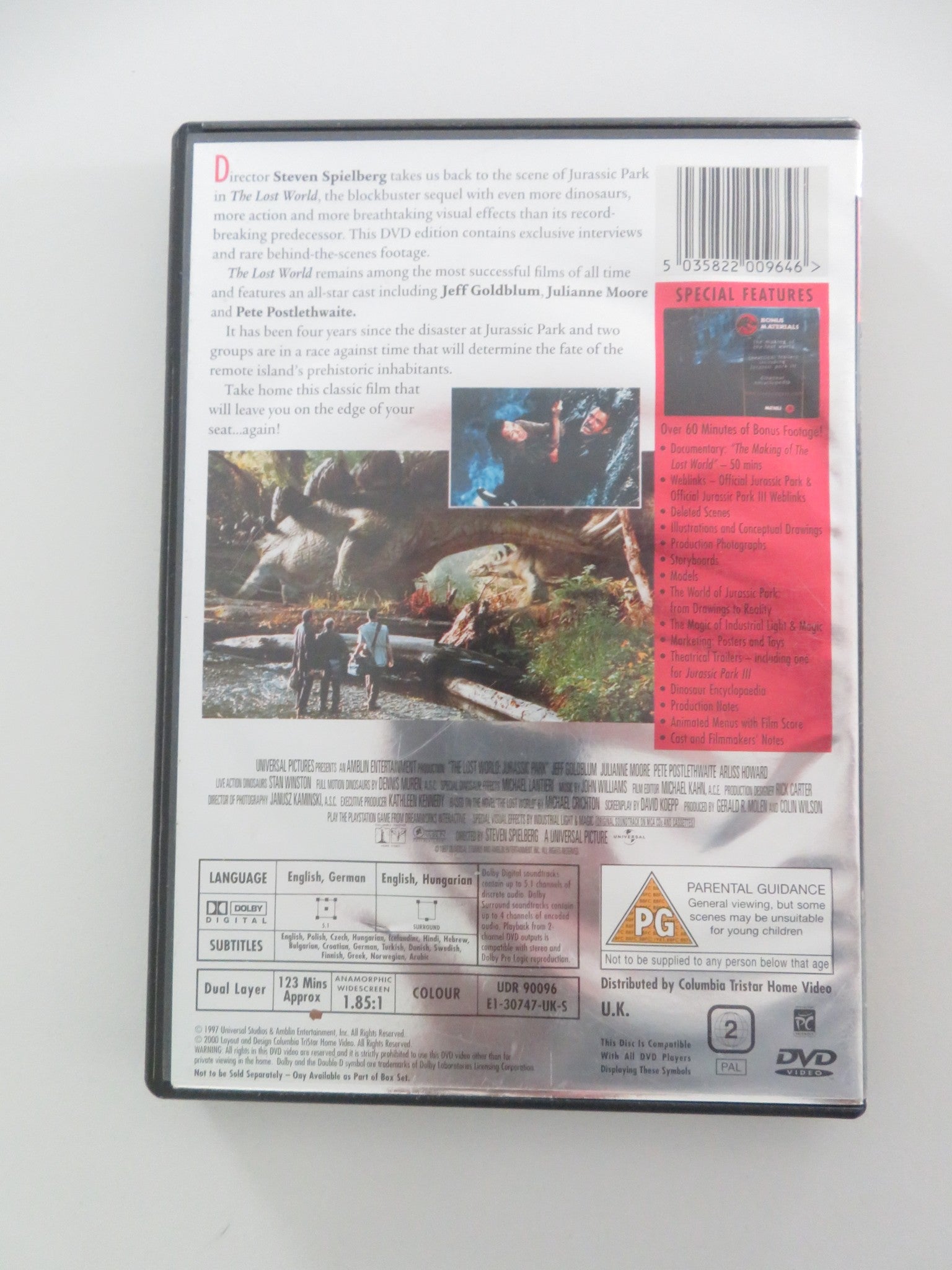 THE LOST WORLD: JURASSIC PARK (DVD) JEFF GOLDBLUM JULIANNE MOORE 1997 REGION 2 Movie posters