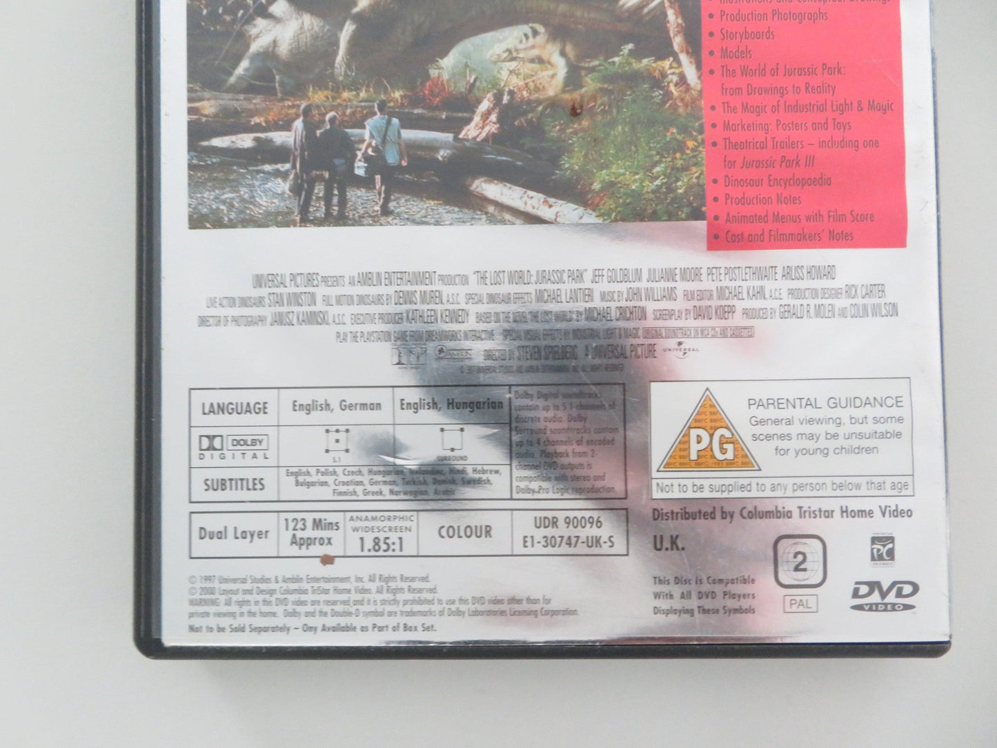 THE LOST WORLD: JURASSIC PARK (DVD) JEFF GOLDBLUM JULIANNE MOORE 1997 REGION 2 Movie posters