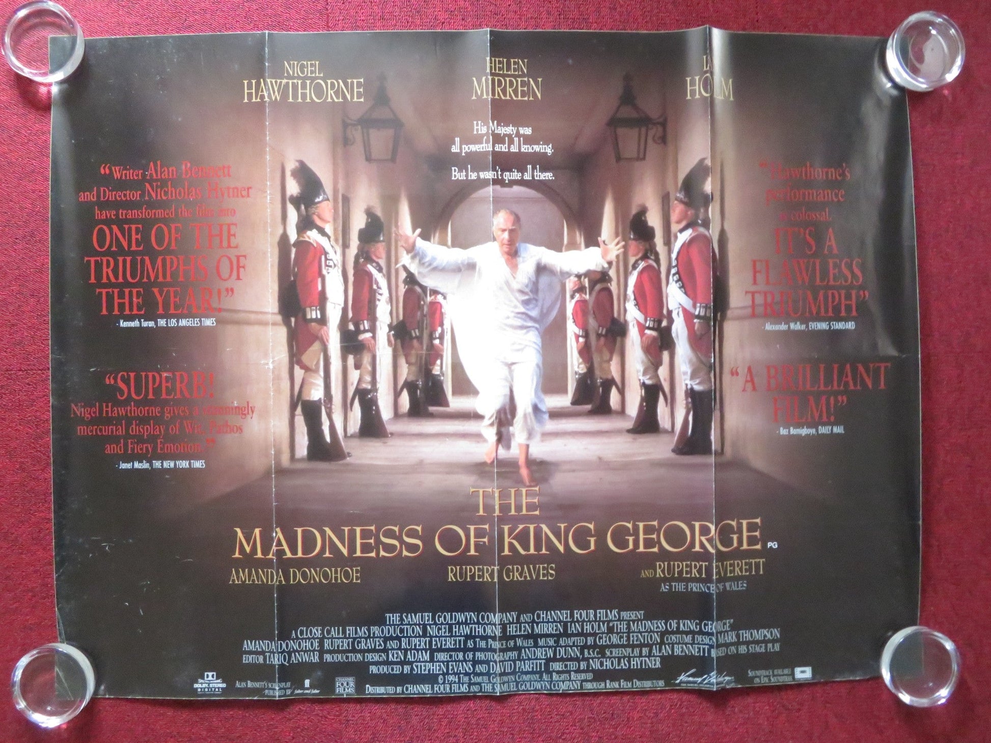 THE MADNESS OF KING GEORGE UK QUAD ROLLED POSTER NIGEL HAWTHORNE H. MIRREN 1994 Rendezvous Cinema Movie posters